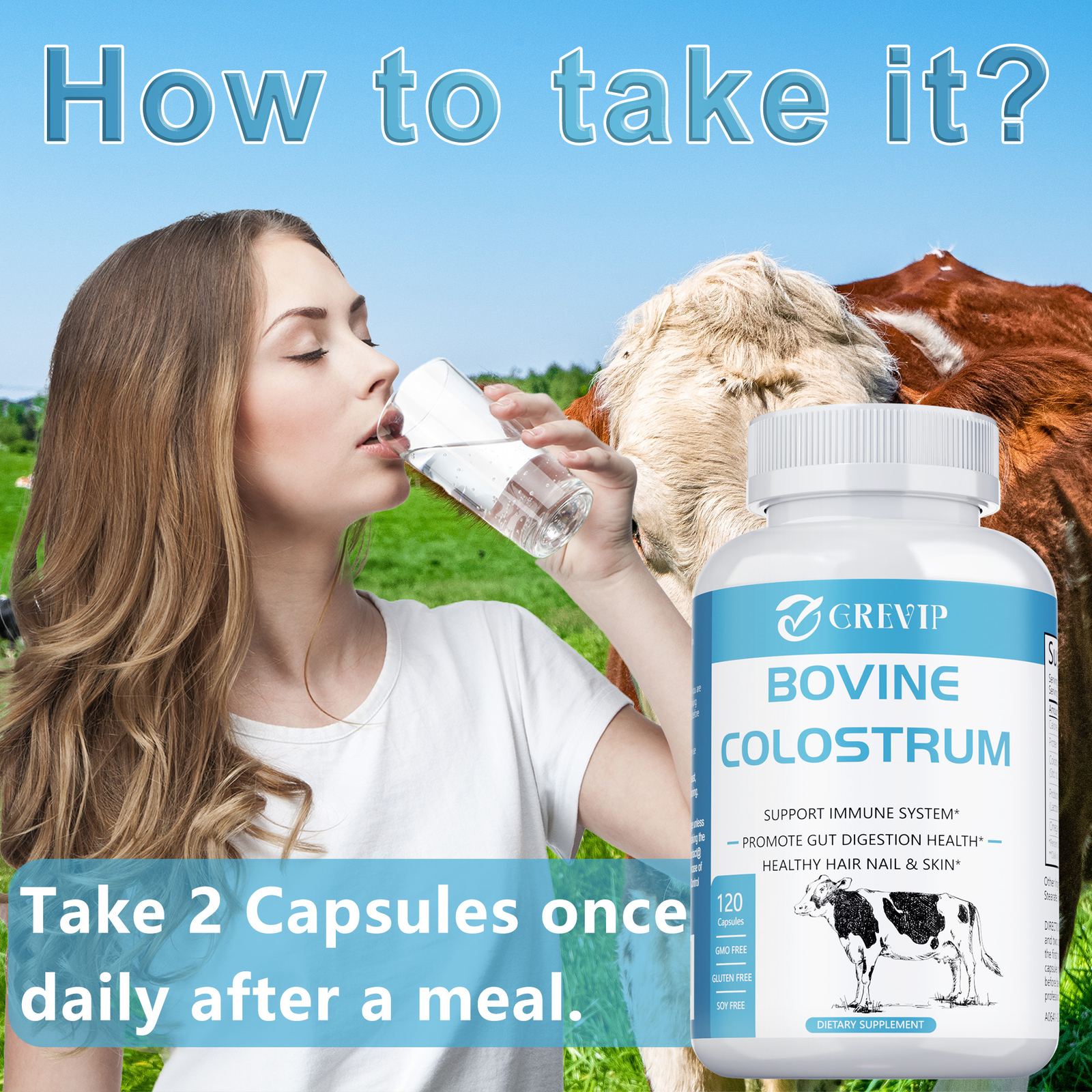 Bovine Colostrum 240pcs -Probiotic, Omega-3 -Immune Beauty Boost Support Non-GMO