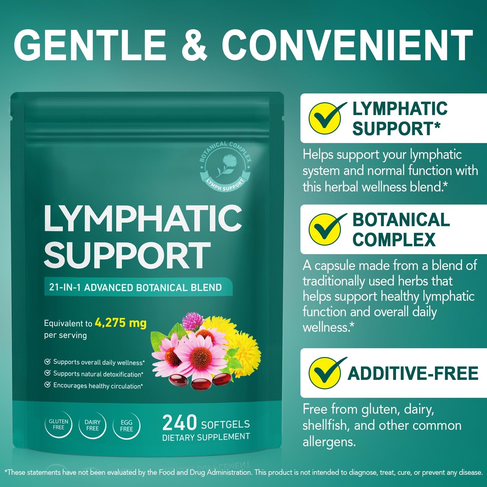 2 Pack Lymphatic Drainage Supplements | 21-In-1 Herbal Complex for Detox, Balanc