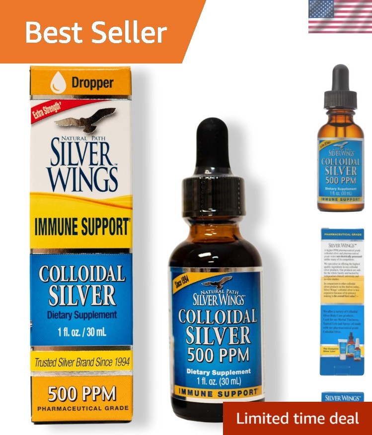 Colloidal Silver 500PPM, Amber Brown Liquid Immune Support, 1 Fl Oz Pack of 1