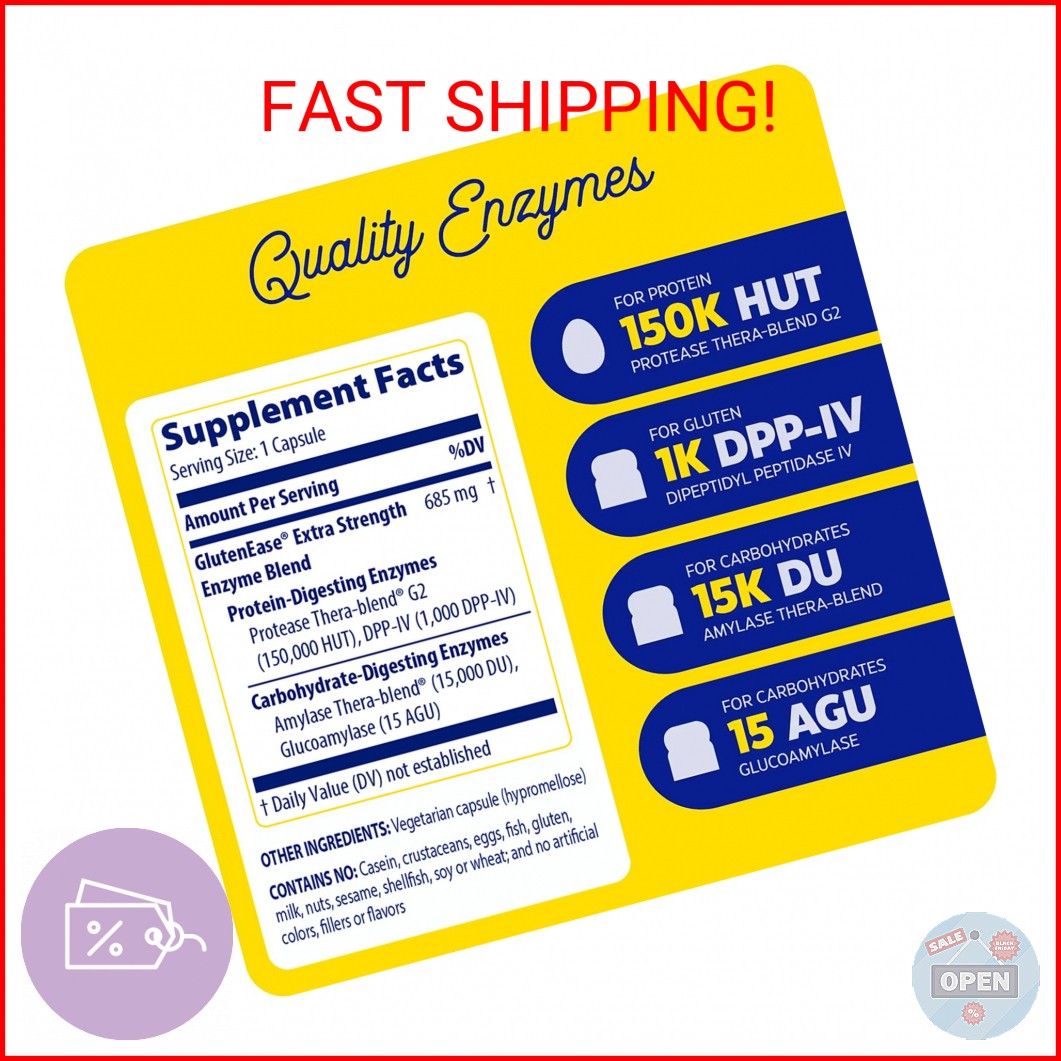 Enzymedica GlutenEase Extra Strength – Digestive Enzyme Supplement for Women & M