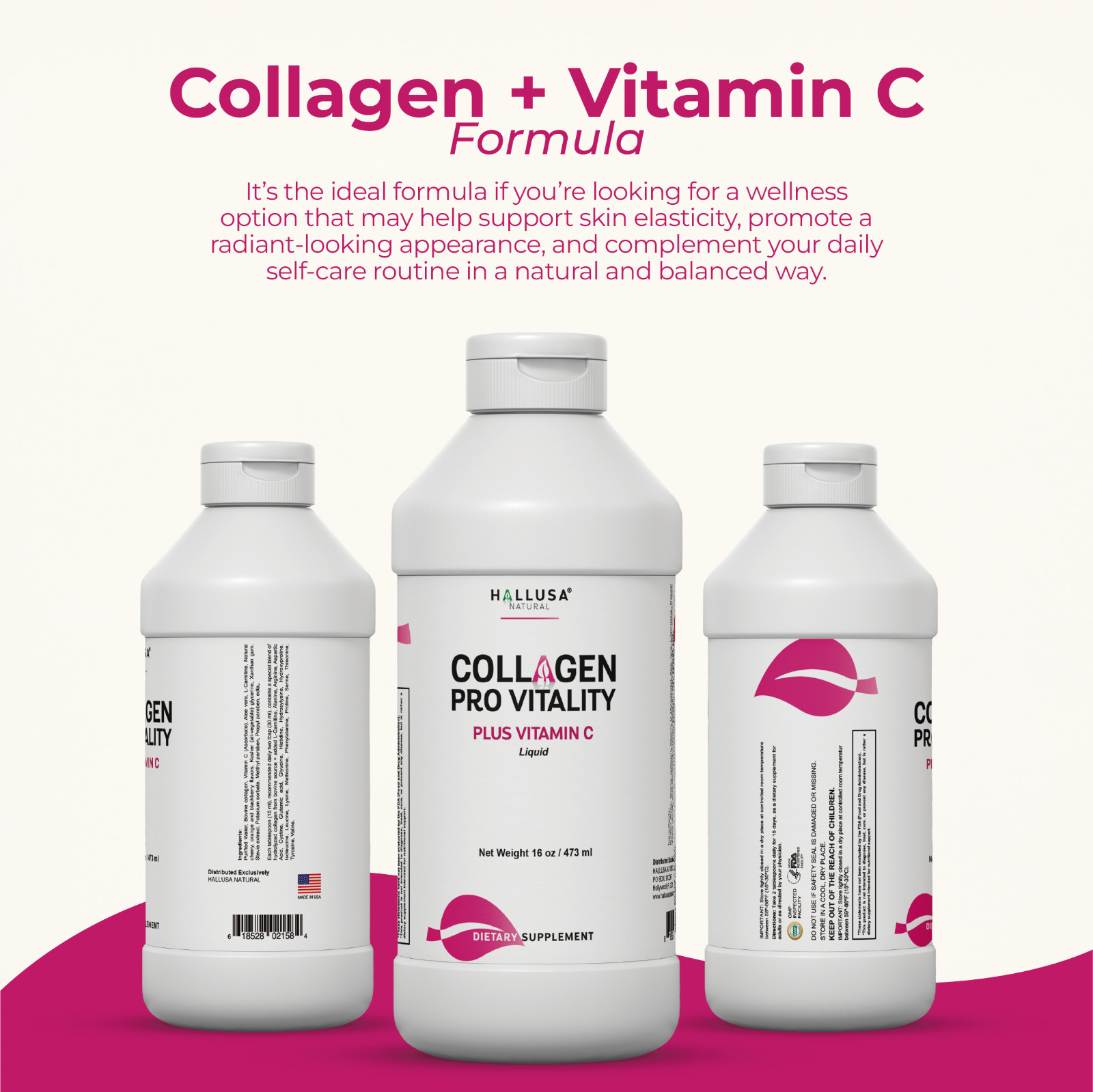 COLLAGEN LIQUID PLUS VIT C – Skin, Hair & Joint Health – Anti-Aging – 16 OZ