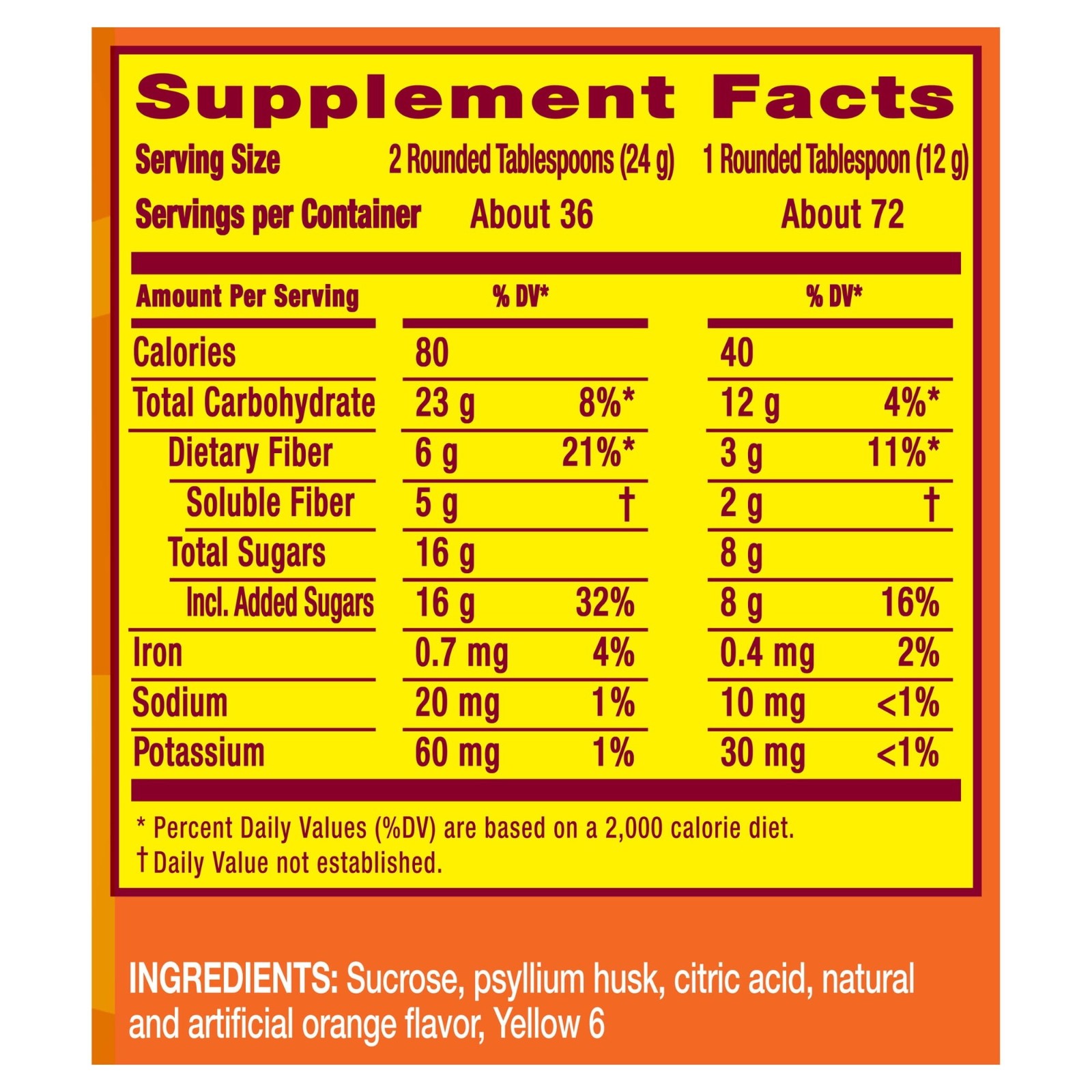 Metamucil Psyllium Fiber Powder Orange Real Sugar 72 Tbsp 4 Pack FREESHIP