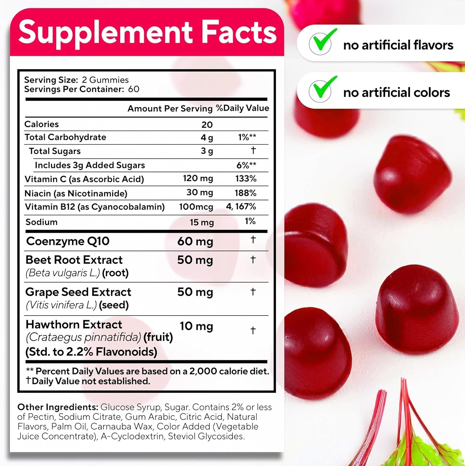 VitaUp Beet Root Gummies – Beetroot Supplement with CoQ10, Grape Seed, Vitami…