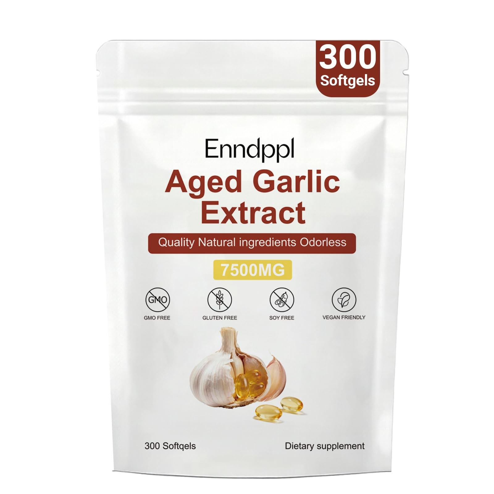 Aged Garlic Extract 7500mg, 300 Odorless 300 Count (Pack of 1)