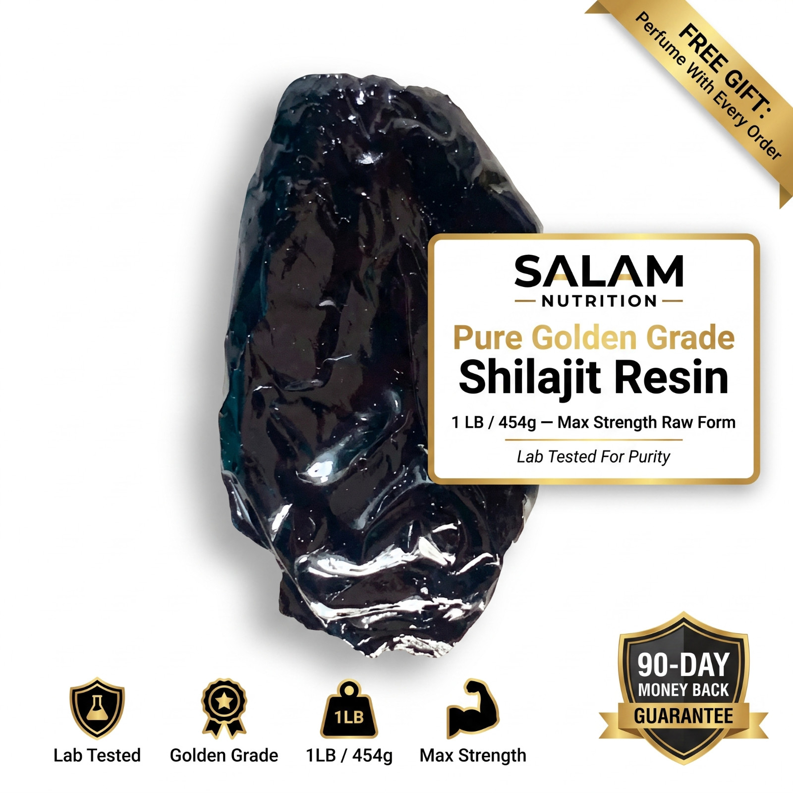 SHILAJIT GOLDEN RESIN – Physical Strength Hormonal Support Peak Energy – 1lb