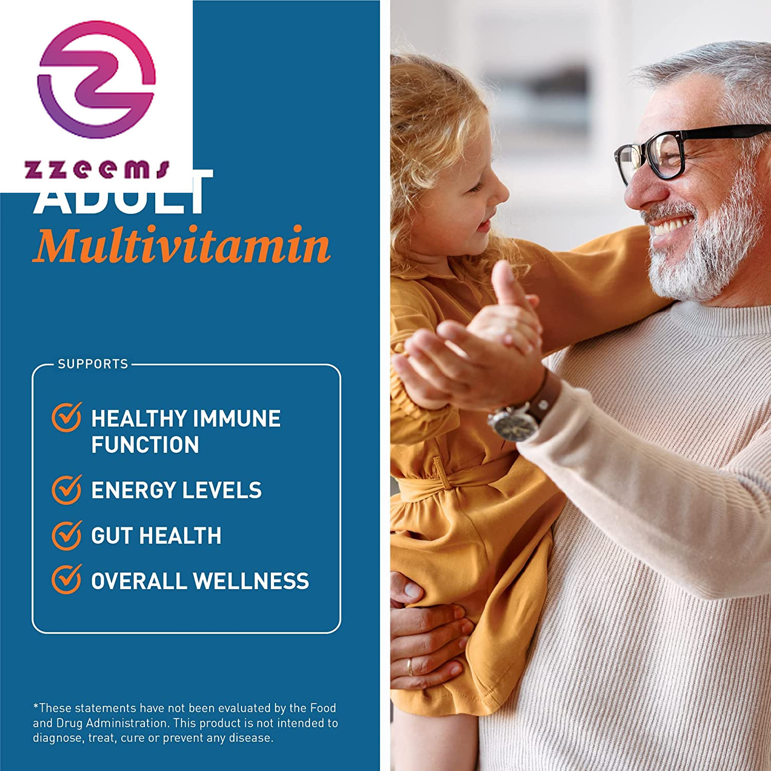 Adult Multivitamin for Women & Men, Energy & Immune Support from 42 Fruits & Veg