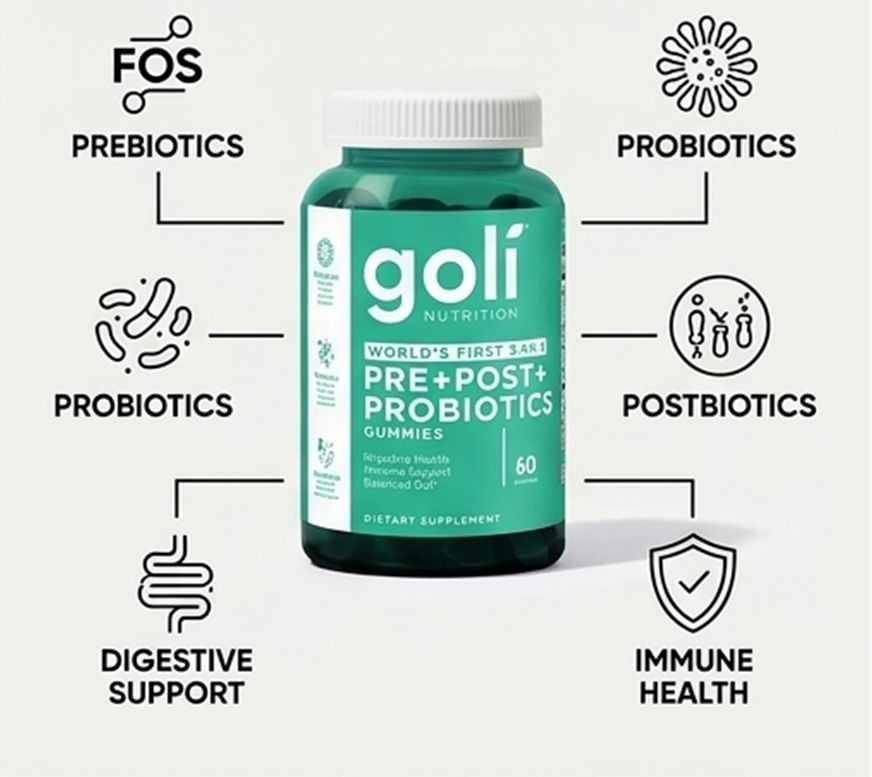 Goli 3-Pack Bundle: ACV, Ashwagandha, Probiotics Gummies 180ct Vegan Supplement