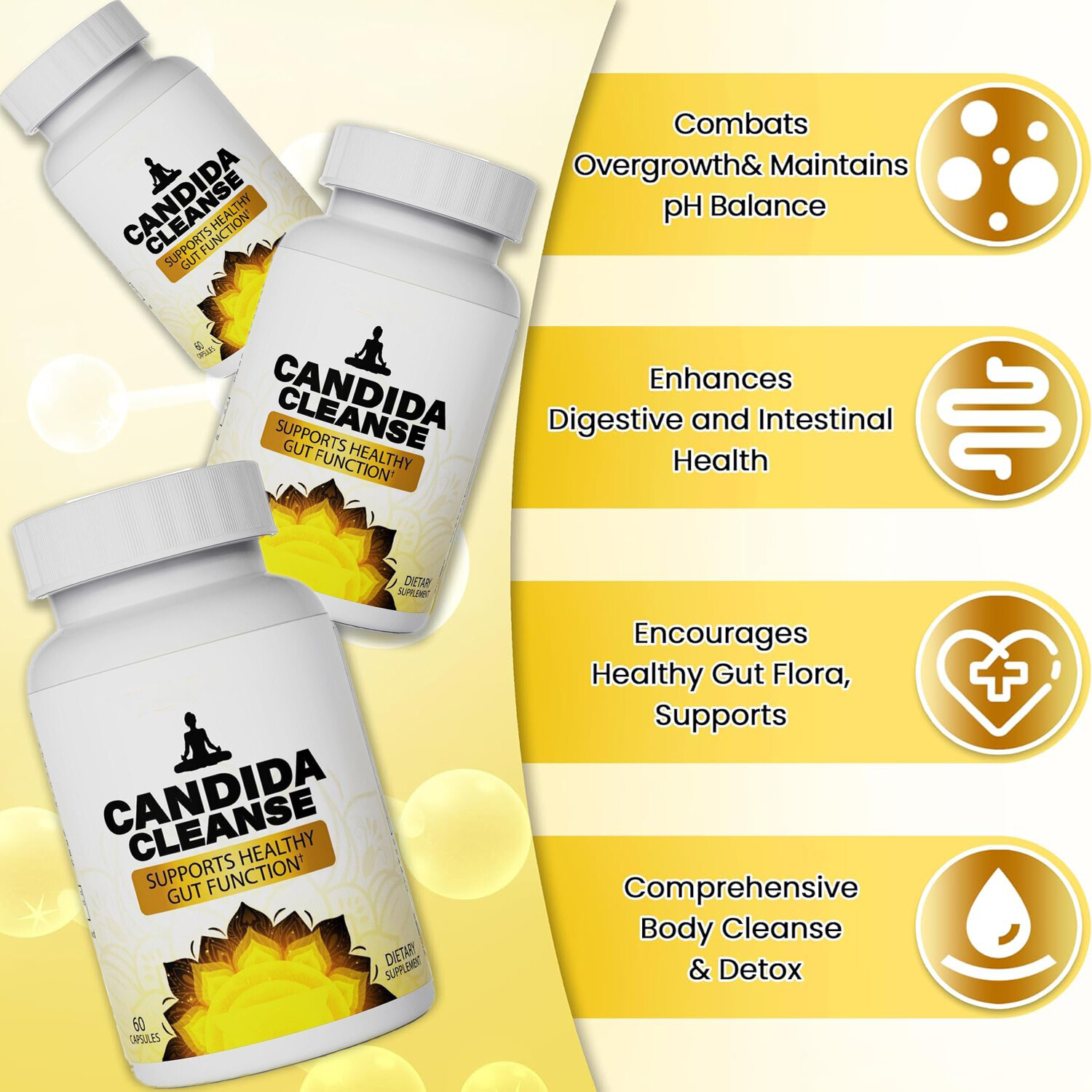 Cleanse Candida 60 softgels – Gut & Colon Support, Natural Herbs for Intestinal