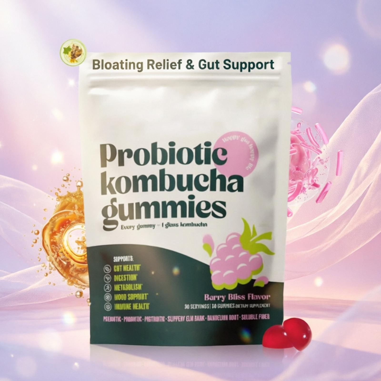 Probiotic Kombucha Gummy – Prebiotics, Gut Health – Probiotics For Women And Man