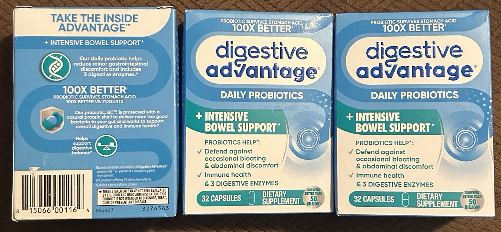 Lot 3 Digestive Advantage Daily Probiotics Intensive Bowel Support Exp 8/26 READ