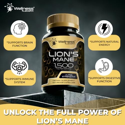 Organic Lions Mane Mushroom Capsules, 120 Count – Brain Focus, Memory, Cognitive