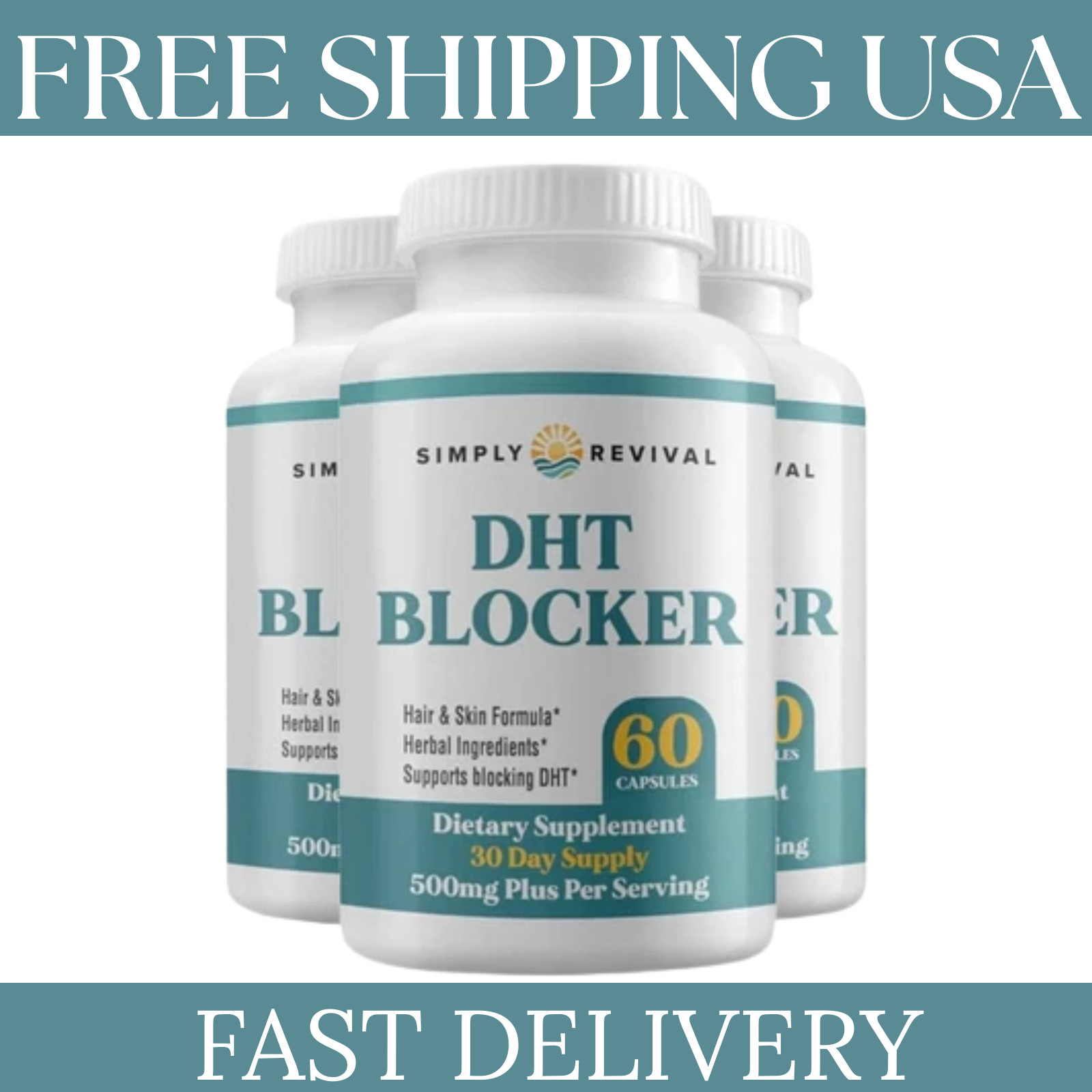 Simply 3-Pack Revival DHT Blocker – Promote Healthy Hair Growth – 180 Capsules