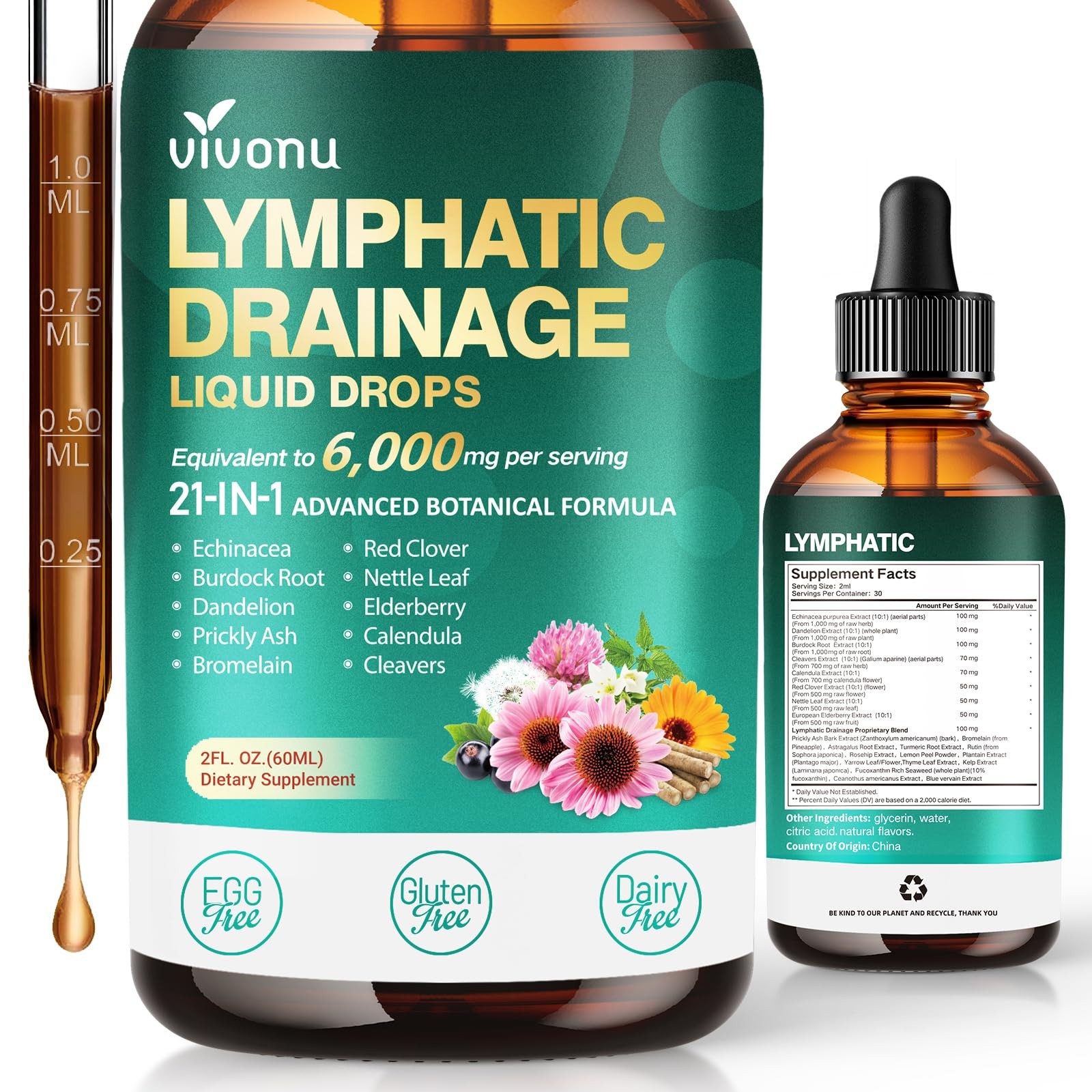 Lymphatic Drainage Drops Liposomal Immune Cleanse Support / Drenaje Linfatico