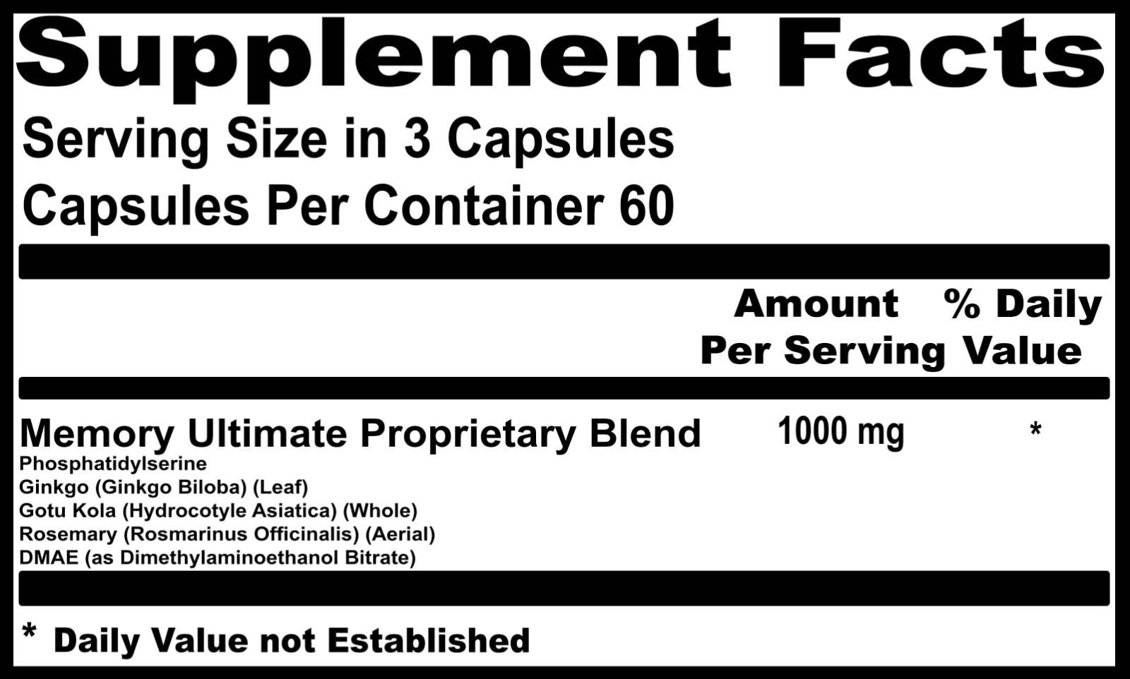 Phosphatidylserine Memory Ultimate 1000mg, Brain Health, Mood Stabilization