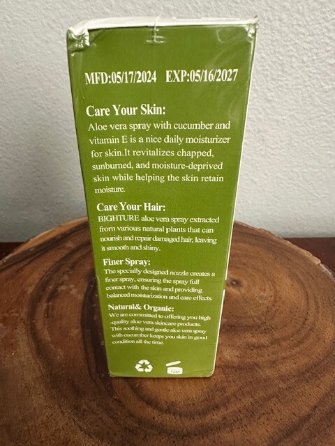 Bighture Aloe Vera Spray 6.93 fl oz Cucumber Extract Vitamin E Skin Body Sealed