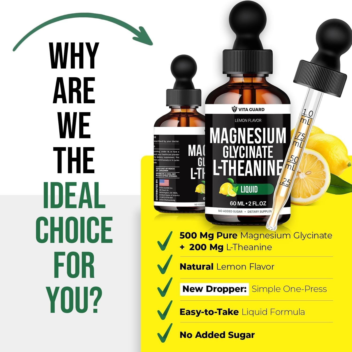 Vita Guard Magnesium L-Threonate Liquid Drops – 500Mg Ultra-Absorbab