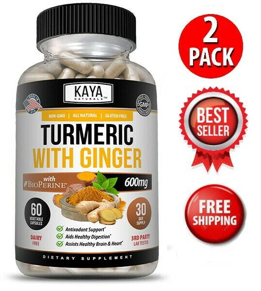 (2 Pack) Turmeric Curcumin with Ginger + Black Pepper, Joint Pain Maxx Strength