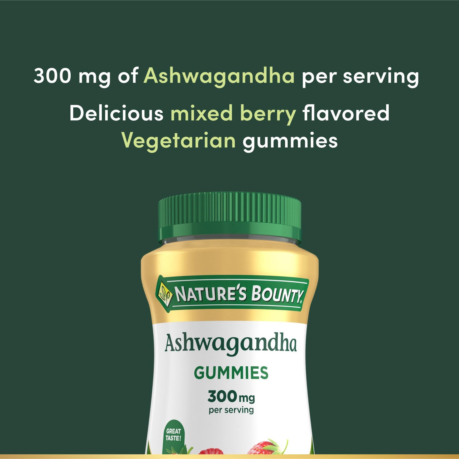 Nature’s Bounty Ashwagandha Gummies, 300mg KSM-66 60 Count (Pack of 1)