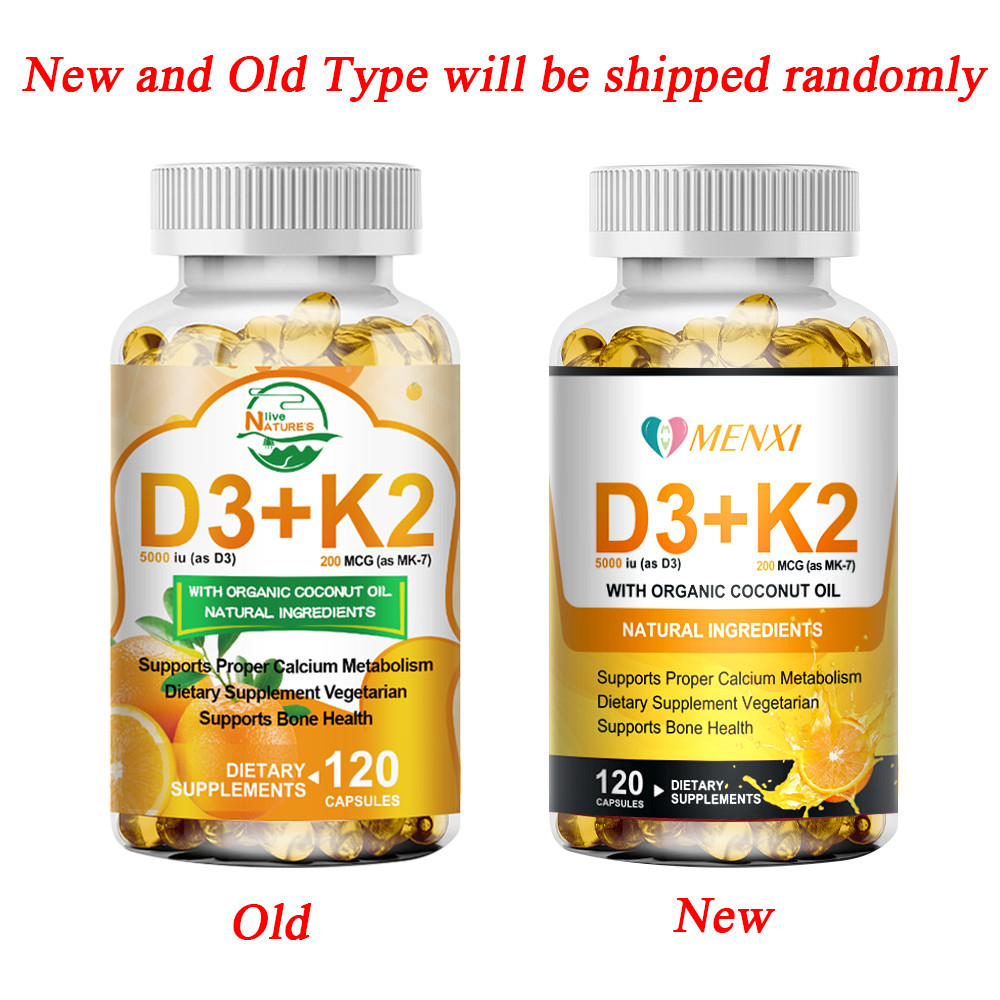 Vitamin D3 5000 IU + K2 200mcg 120 Capsules Extra Strength D3 K2 Supplements