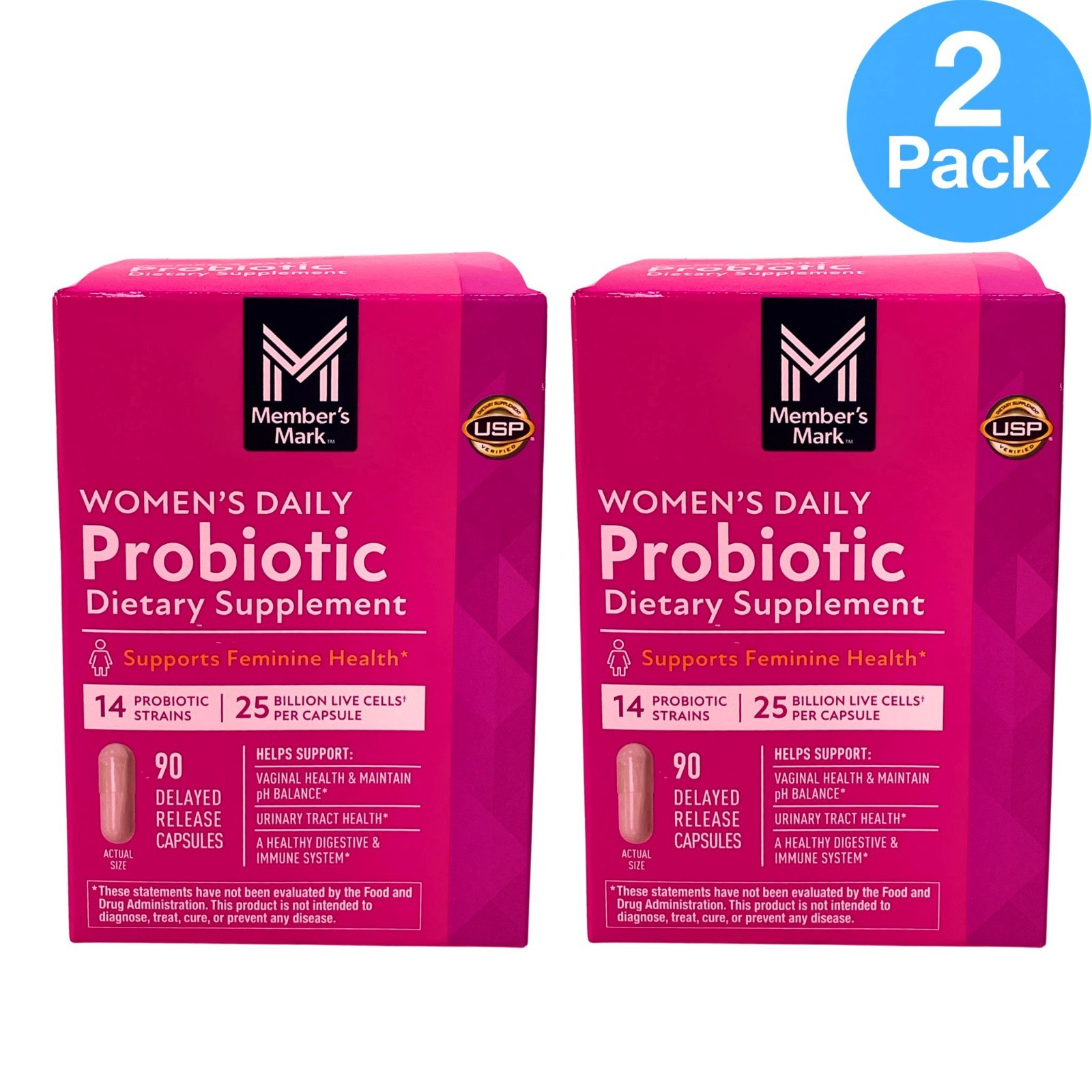 Member’s Mark Women’s Daily Probiotic 90 Caps 2 Pack New Exp 04/2027