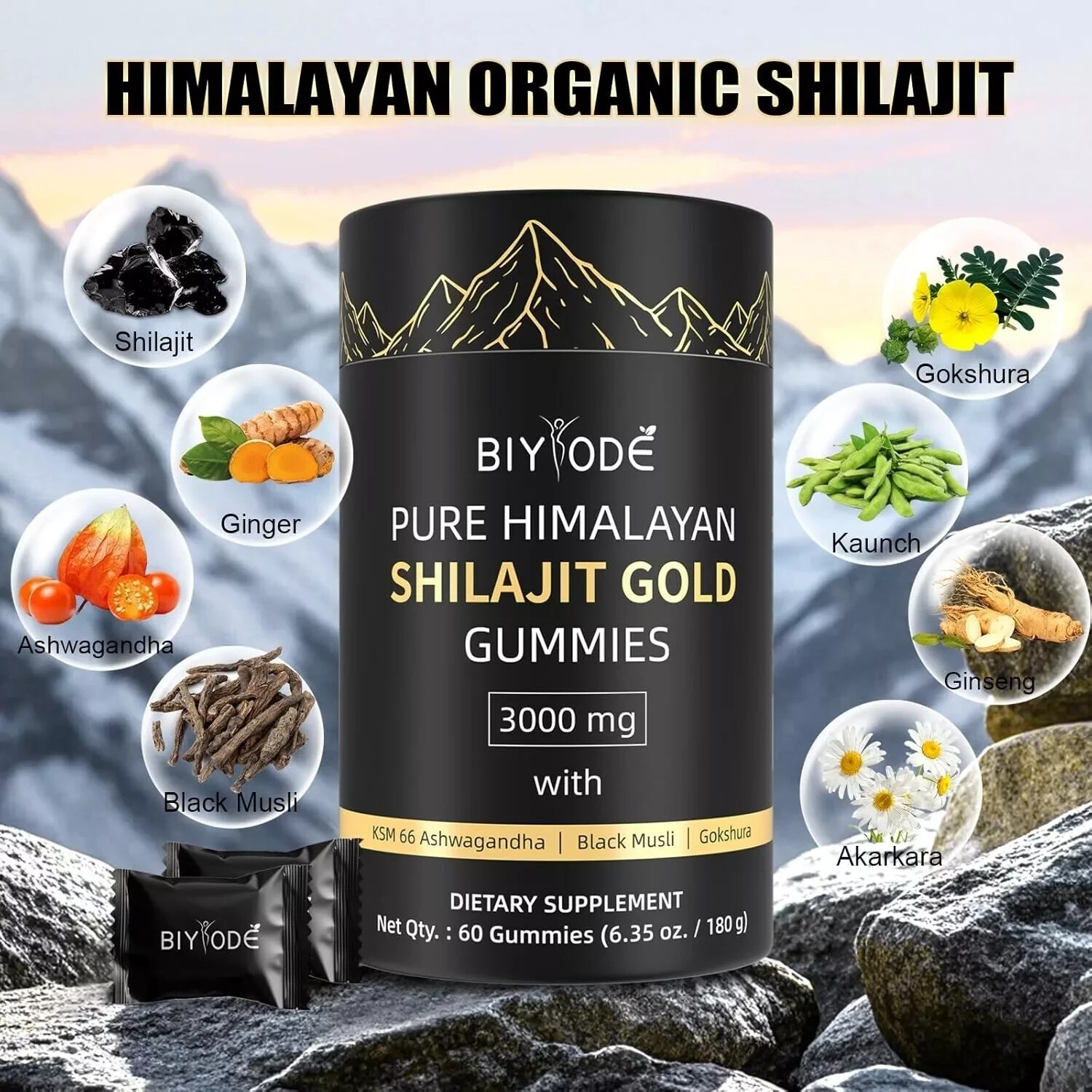 Himalayan Shilajit GOLD Gummies, Organic, Extremely Potent 3000 weight measure,