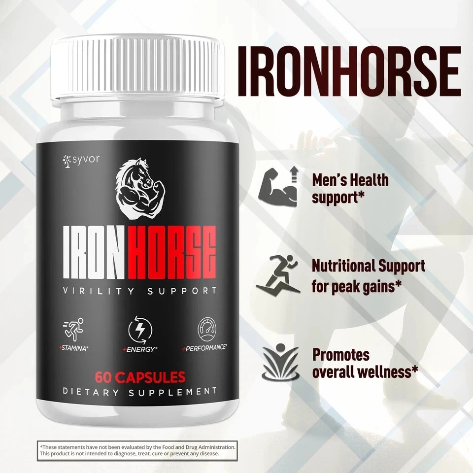 (1 Pack) Iron Horse for Men Advanced Formula Vitamin Max Supplement 60 Capsules.