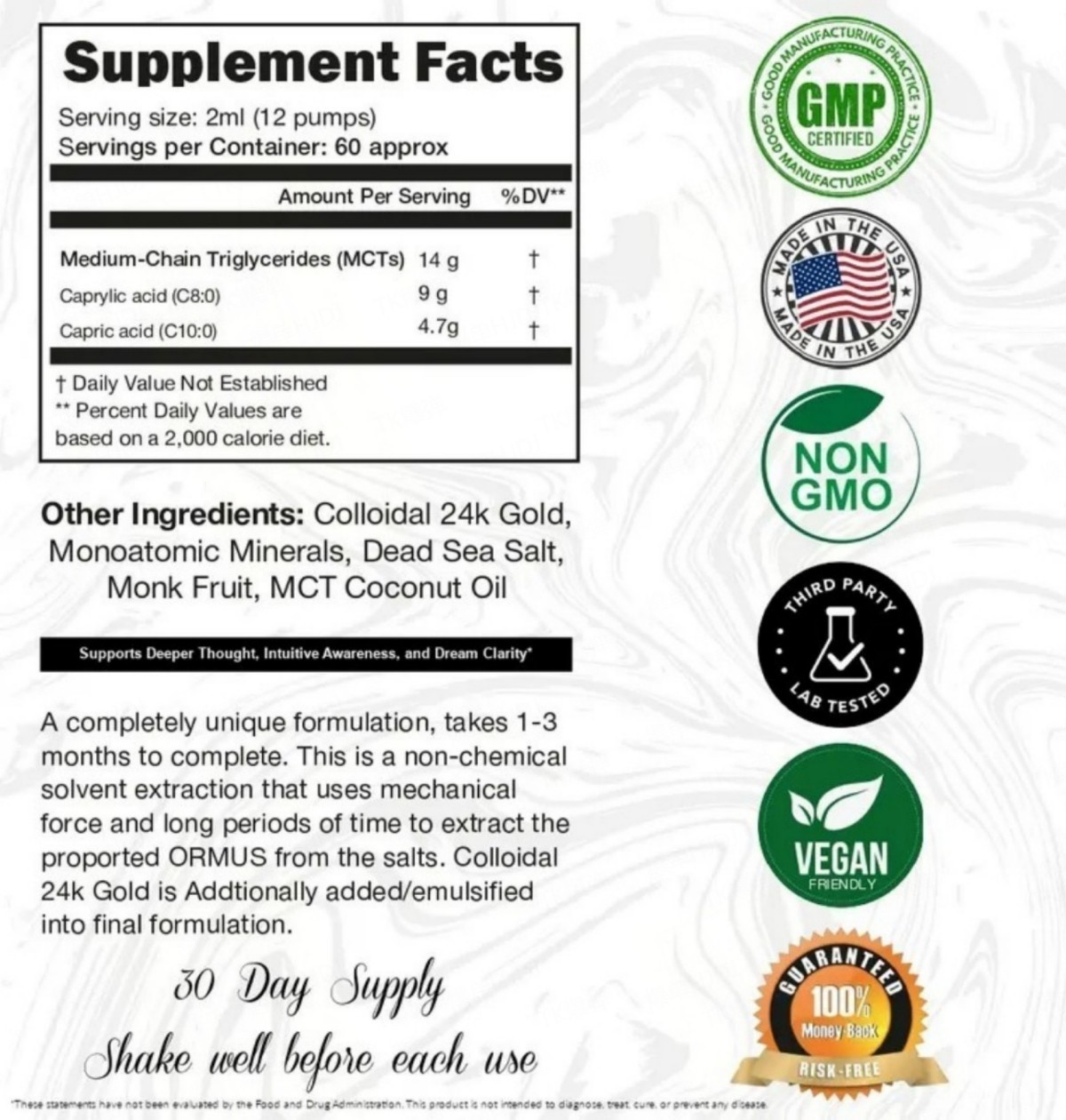 NEW LUXRY I Am Joy Ormus Gold Oil, DNA Repair & Pineal Gland Decalcification