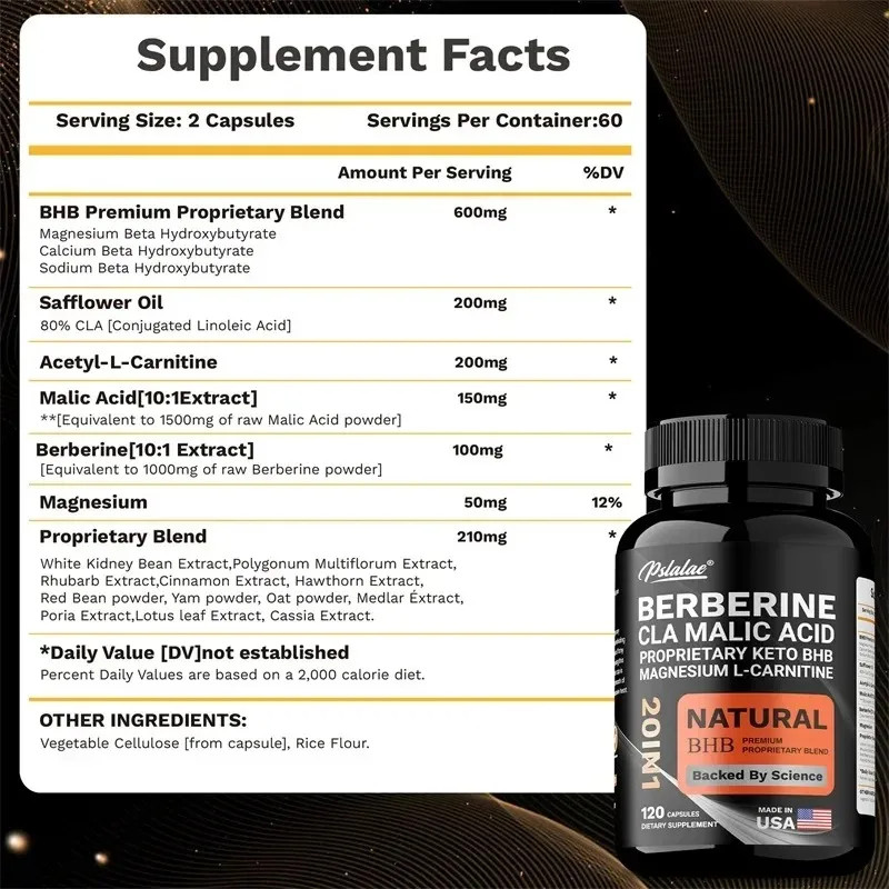Berberine, CLA Malic Acid 120pcs – Metabolism, Digestion, Insulin & Liver Health
