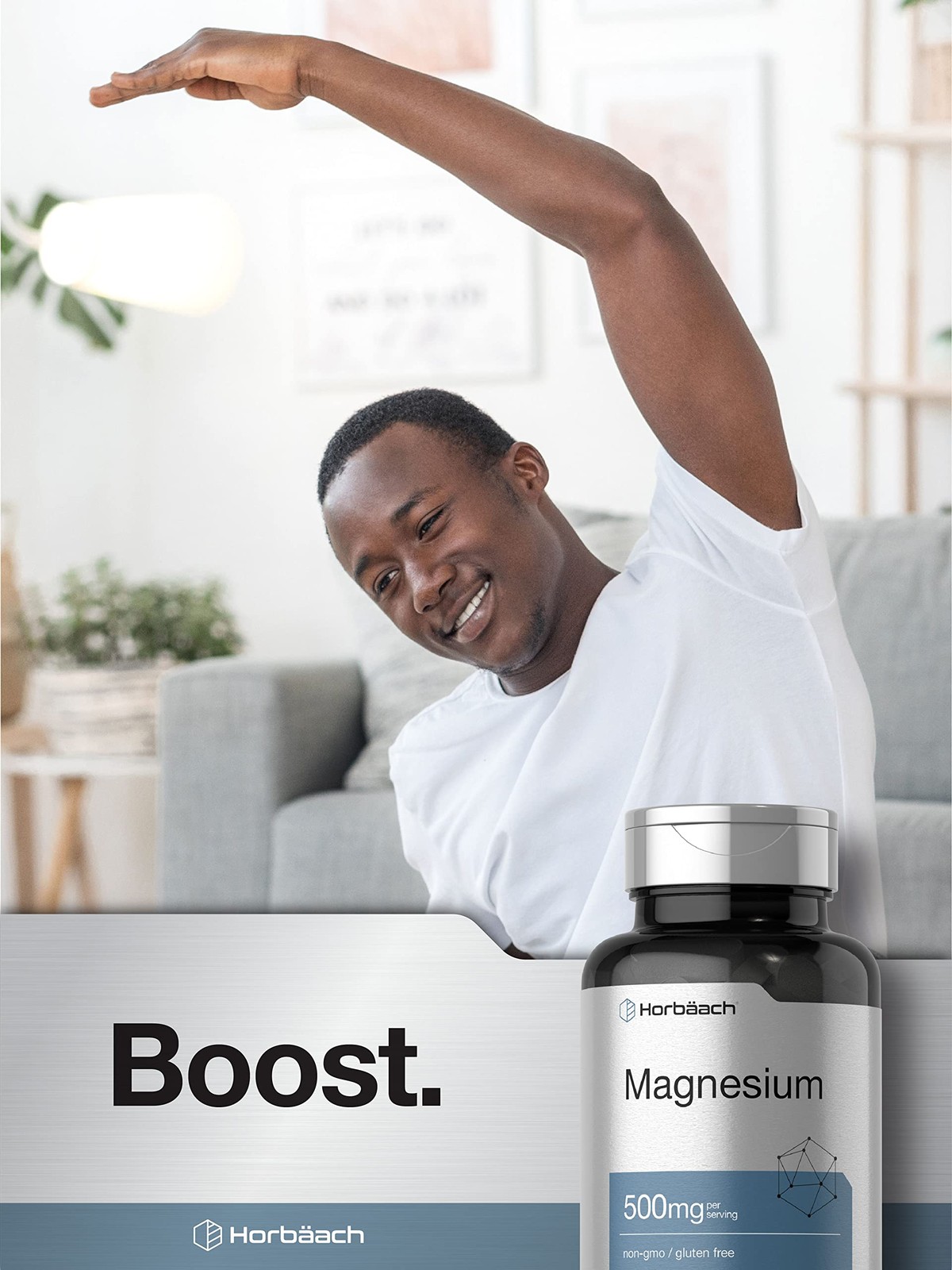 Horbäach Magnesium 500mg | 180 Caplets | Vegetarian, 180 Count (Pack of 1)