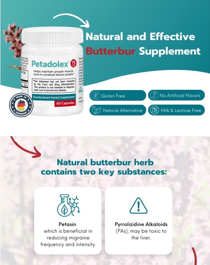 Petadolex Migraine Relief 60 Capsules – 75mg – Exp. 09/2027 – NEW