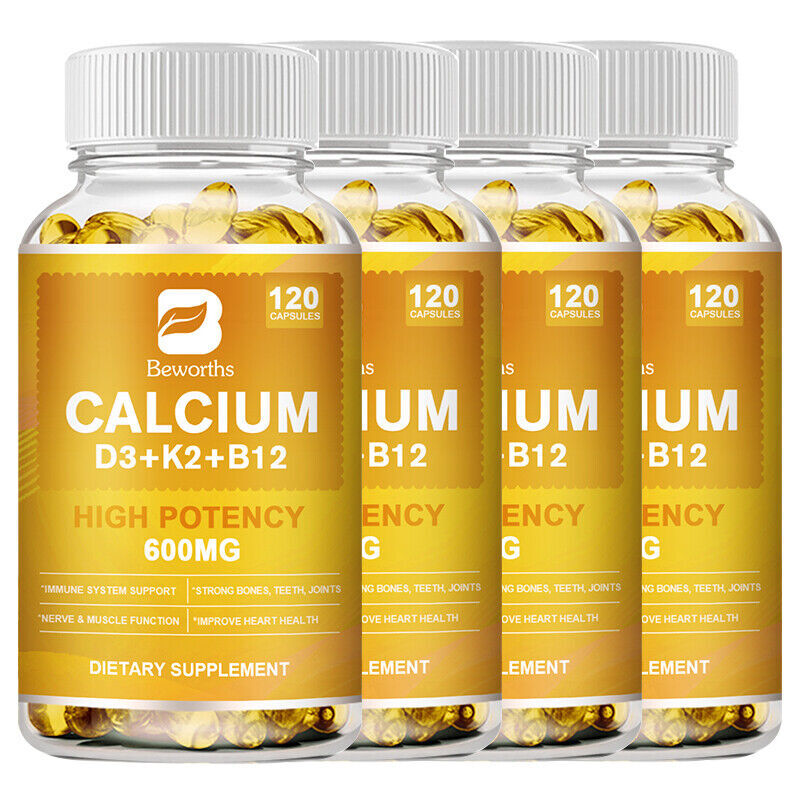 1-4 Packs Vitamin K2 (MK7) with D3 B12 Supplement,Calcium Capsules,Immune Health