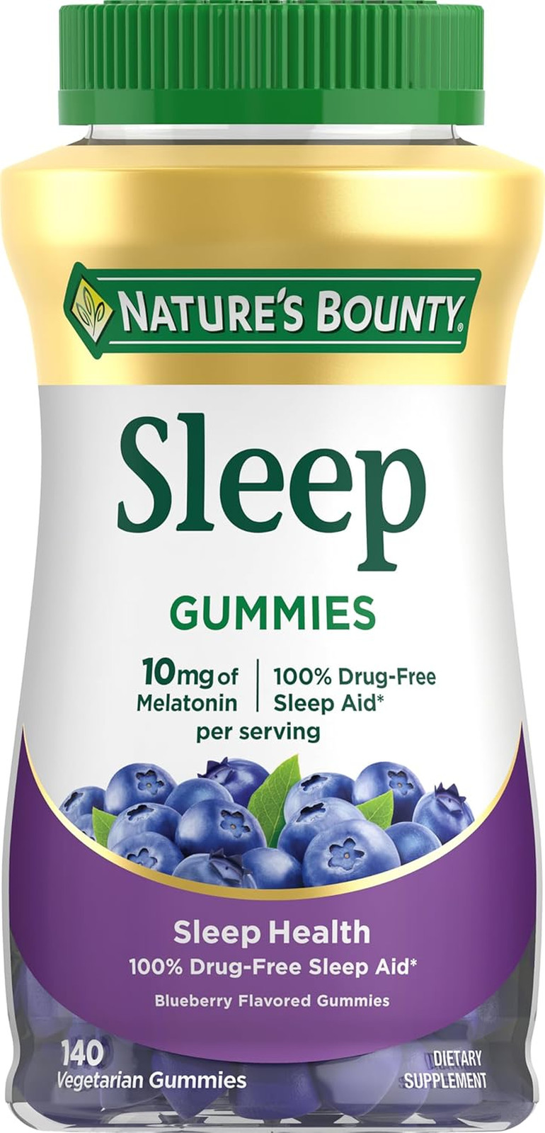 Nature’s Bounty Melatonin Gummies 10mg, Blueberry, 140 Count, Drug-Free Sleep Ai