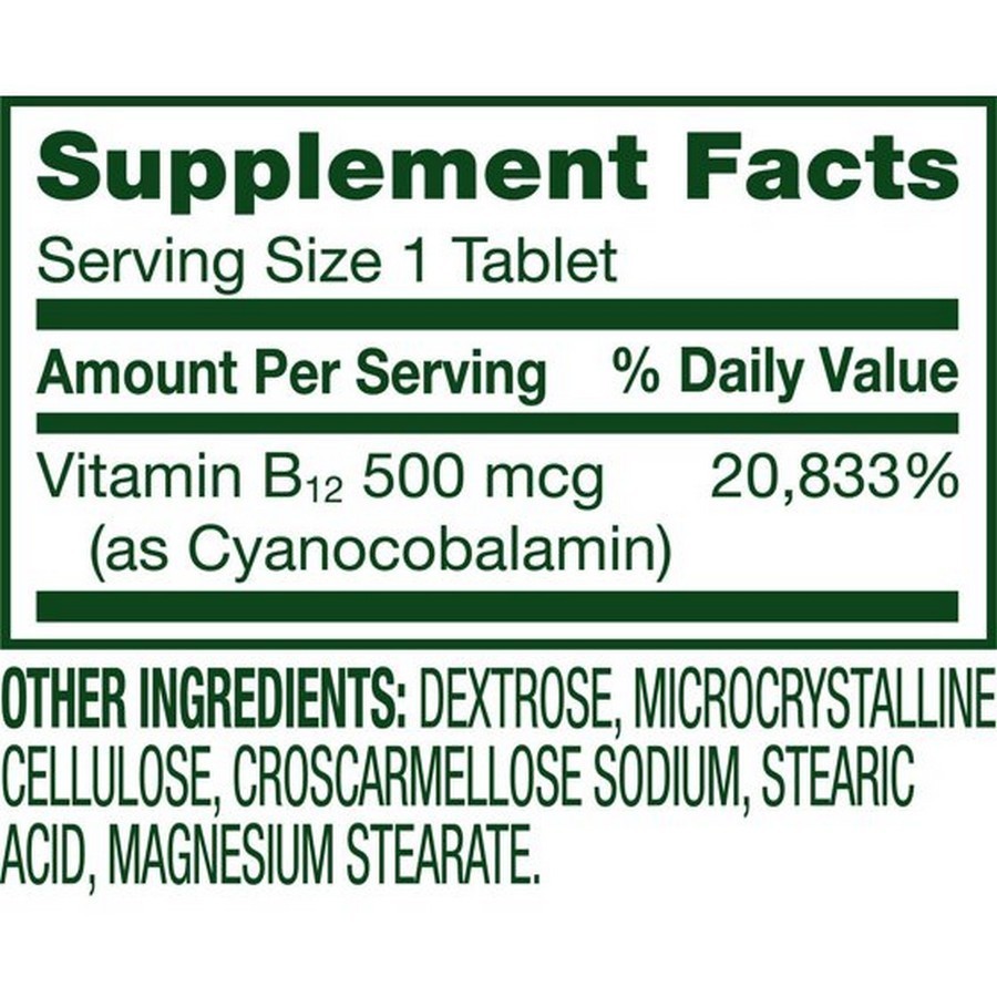 Spring Valley Vitamin B12 Tablets, 500 mcg, 100 Count Free Shipping US