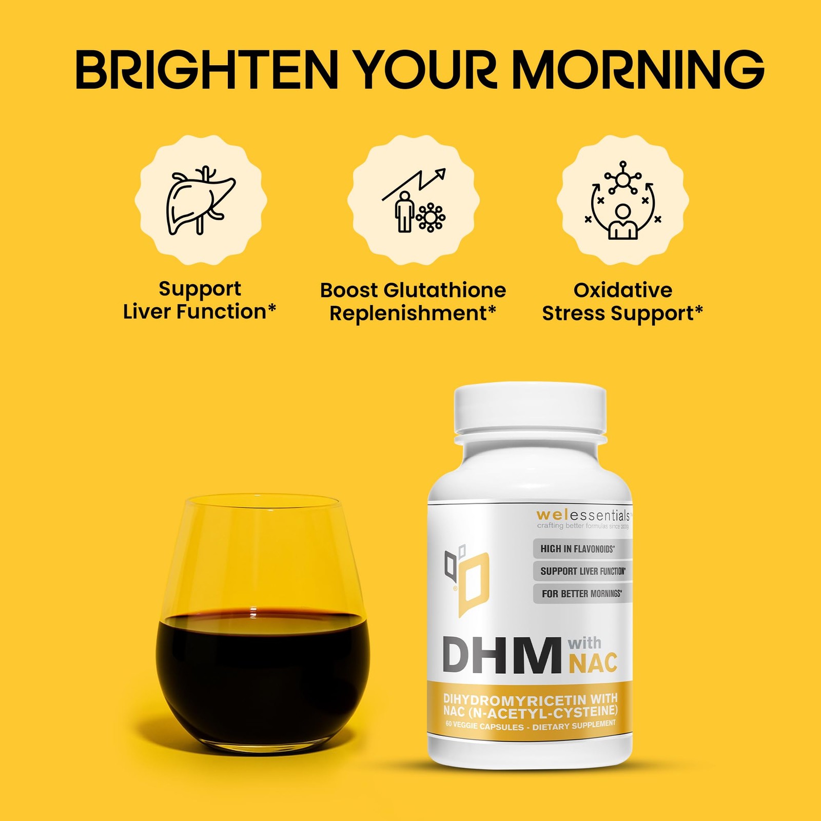 WELESSENTIALS Dihydromyricetin DHM with NAC – 650mg x 60 Capsules – 300mg N-A…