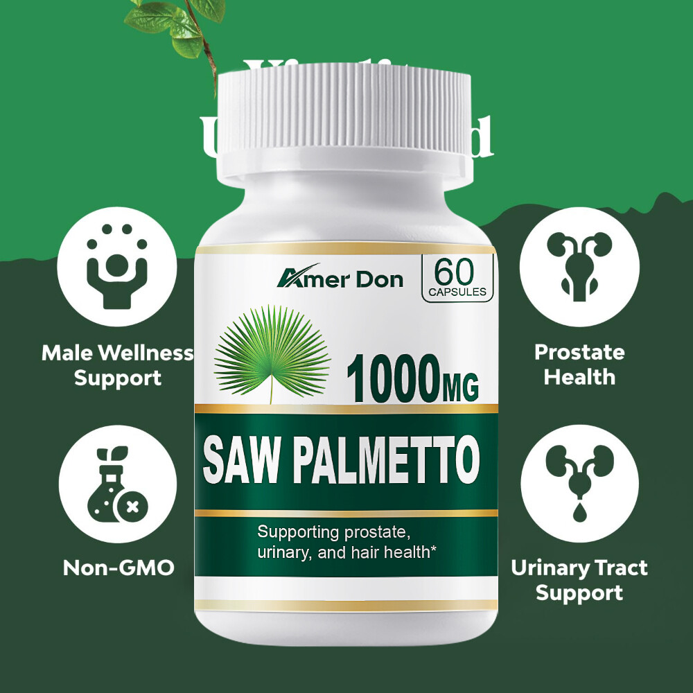 Saw Palmetto 1000mg Capsules Prostate UTI Urinary Tract Hair Loss US STOCK