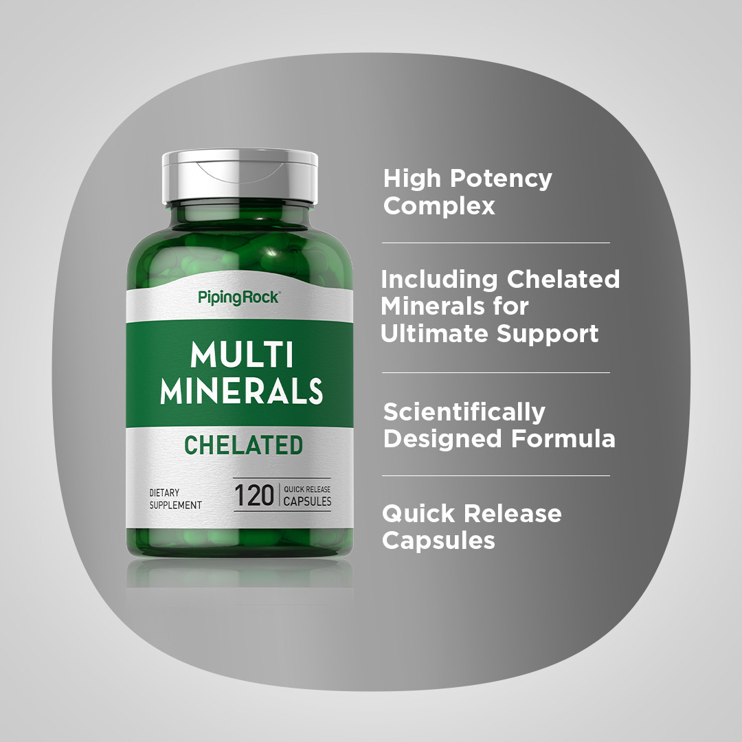Multi Mineral Supplement | 120 Capsules | Chelated Supplement | by Piping Rock