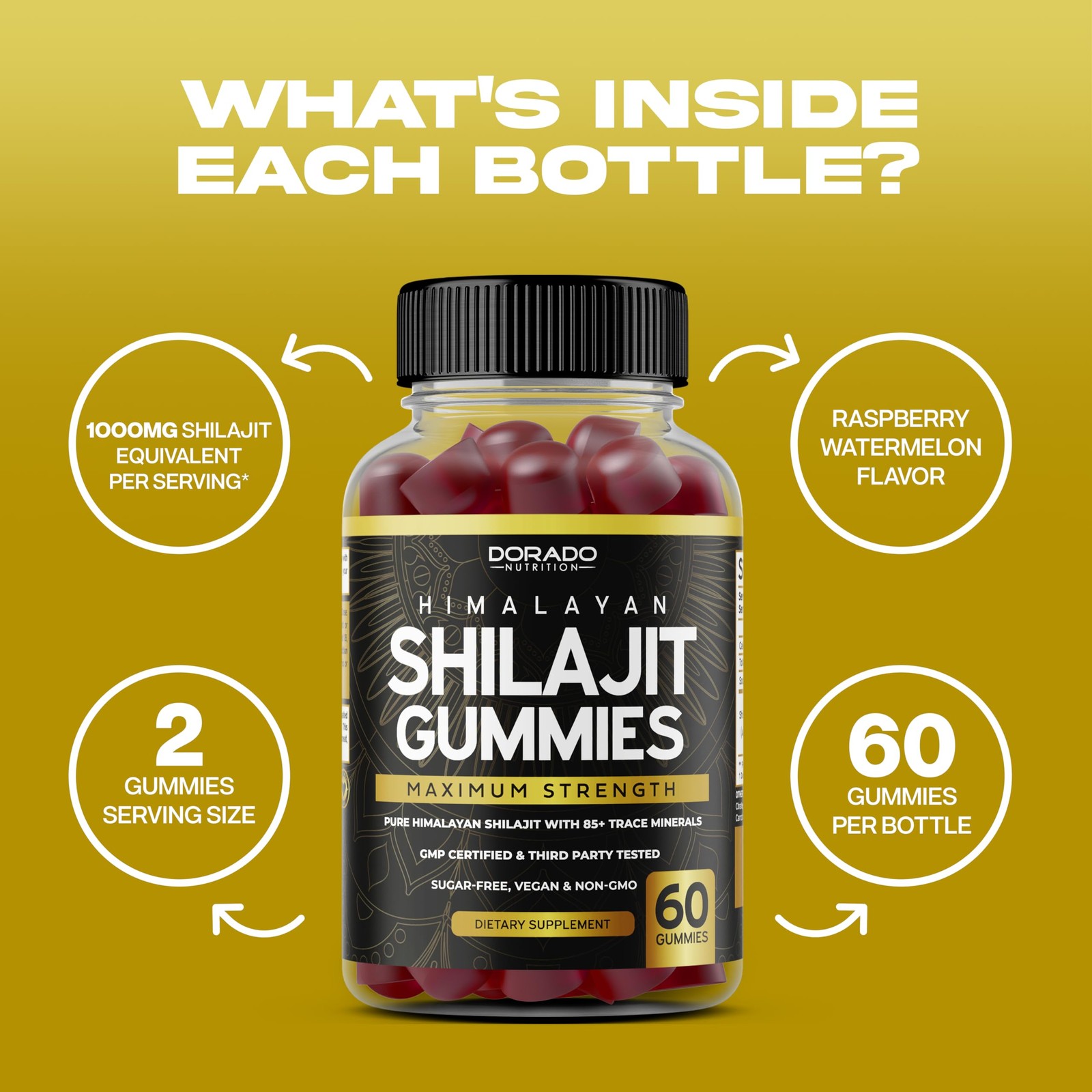 Shilajit Gummies For Men & Women (High Potency Gold 60 Count (Pack of 1)