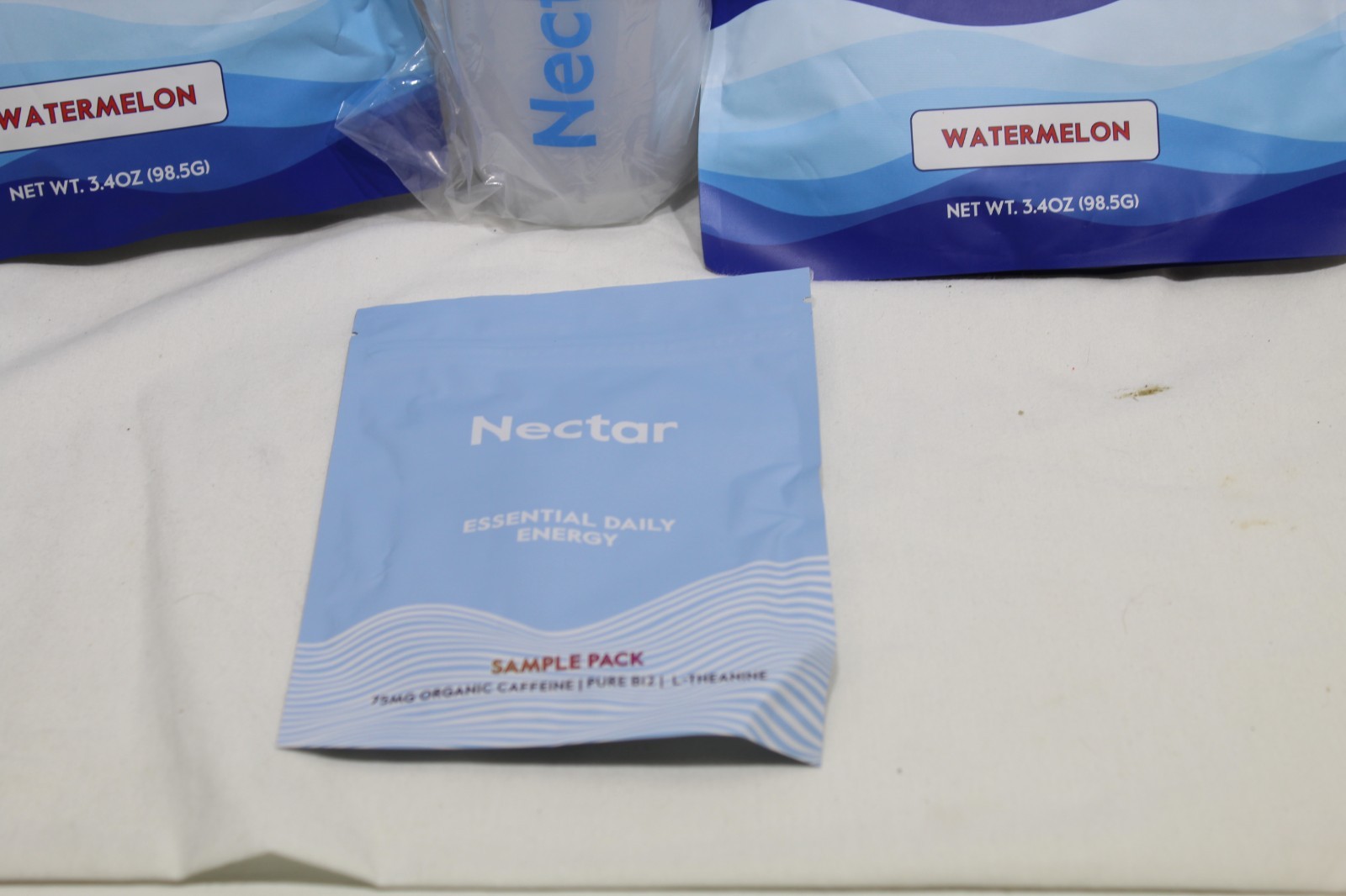 2 Nectar Daily Calm Watermelon (30 packets Each), Energy Sample Pack, Water Bott