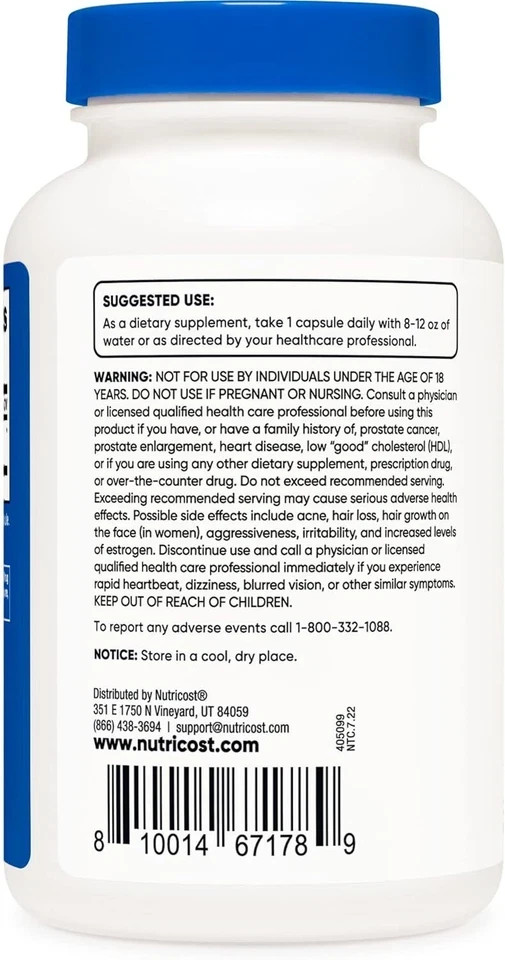 Nutricost DHEA 50mg, 240 Capsules – Gluten Free, Soy Free, Non-GMO, Supplement