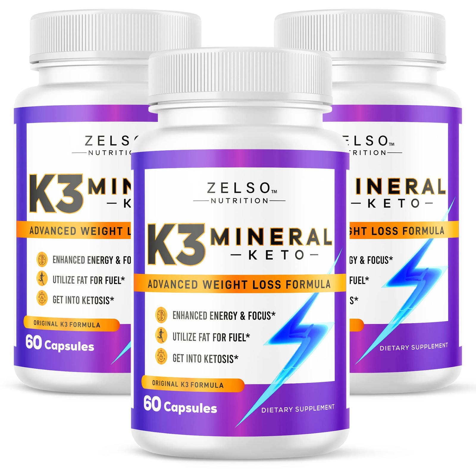 ZELSO (3 Pack) K3 Mineral Weight Loss Pills for Women 60 Count (Pack of 3)