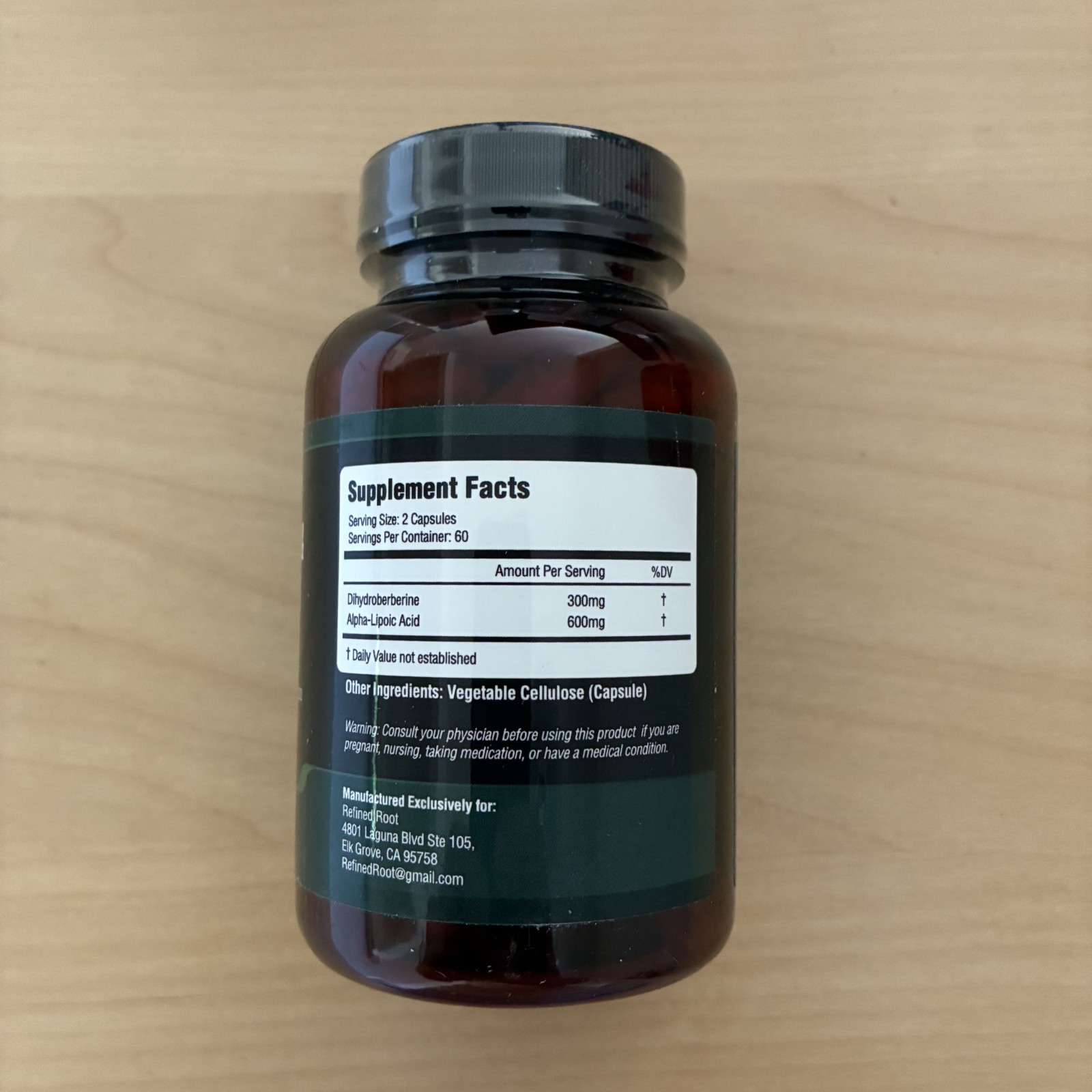 Refined Root Dihydroberberine 300mg Alpha Lipoic Acid ALA 600mg Supplement 120ct