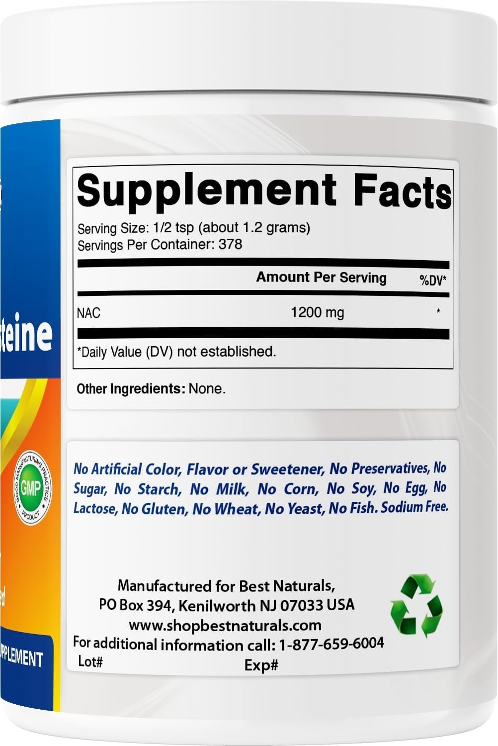 Pure N-Acetyl L-Cysteine (NAC) Powder – 1LB Gluten-Free Antioxidant Supplement