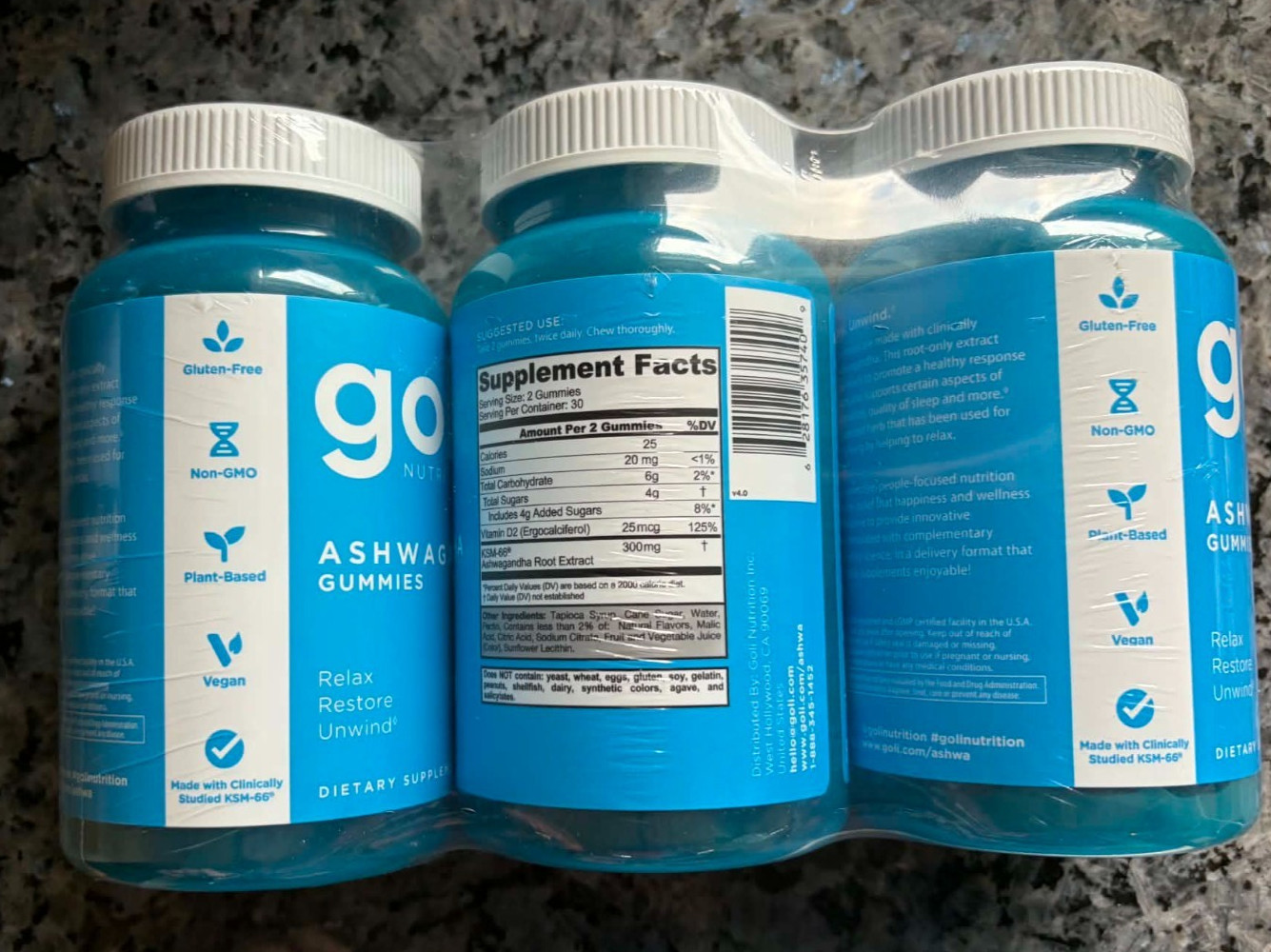 Goli Ashwaganda Gummies 60 Count Pack of 3 EXP 11/2027