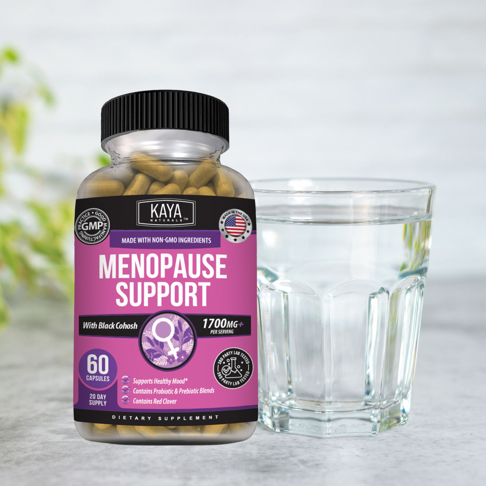 Menopause Support Supplement for Women with Black Cohosh, DIM & Red Clover