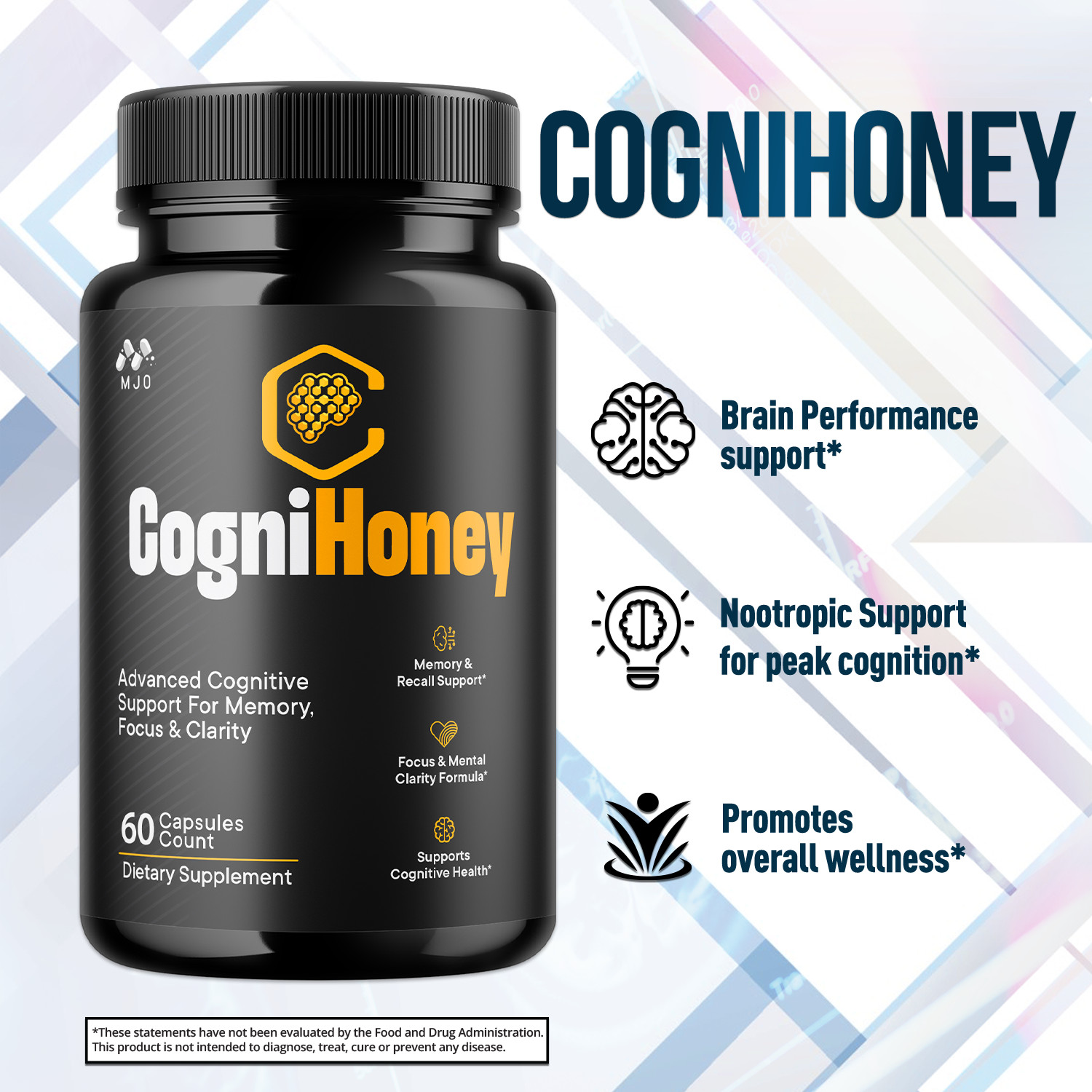(1 Pack) CogniHoney Advanced Brain Support Supplement Cogni Honey 60 Capsules