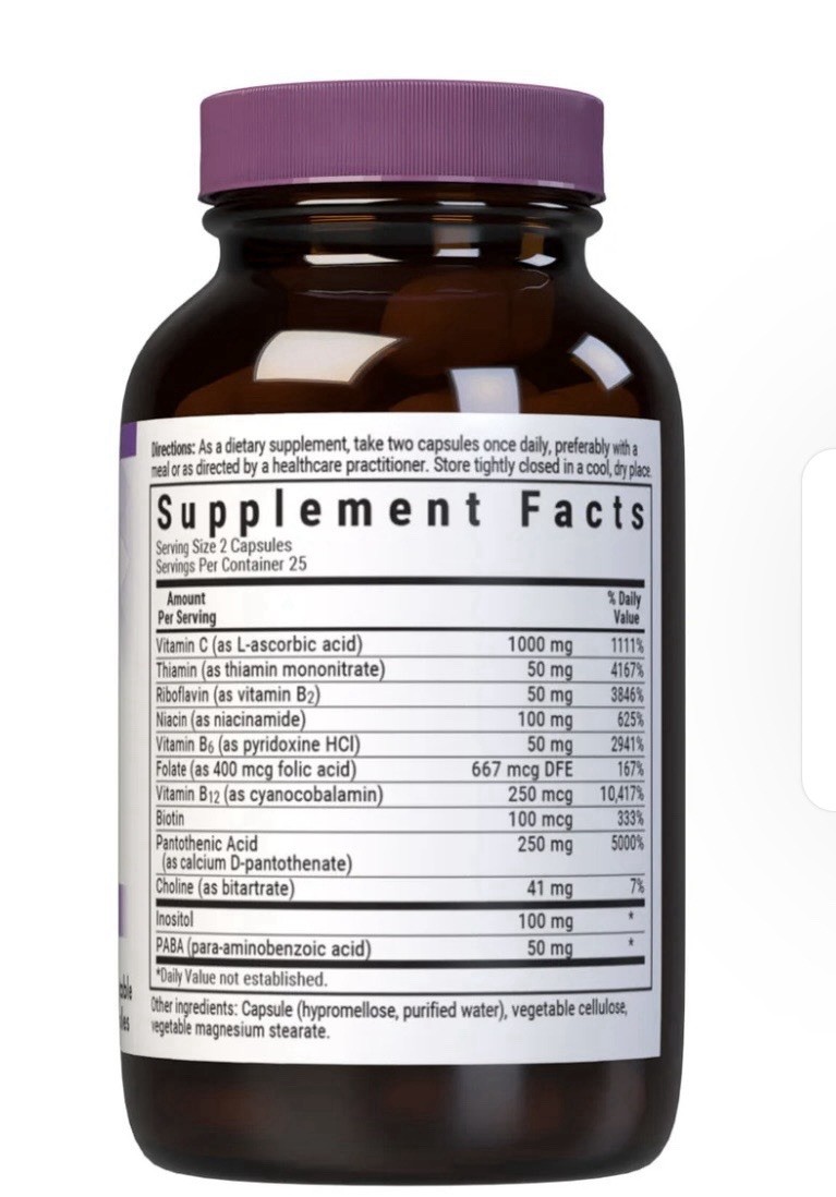 Bluebonnet Stress B-Complex W/ Vitamin C 🍋- 50 Veg Caps NEW/ SEALED