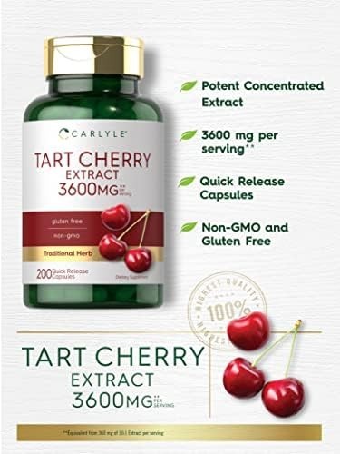 Tart Cherry Capsules | 3600mg Extract | 200 Count | by Carlyle