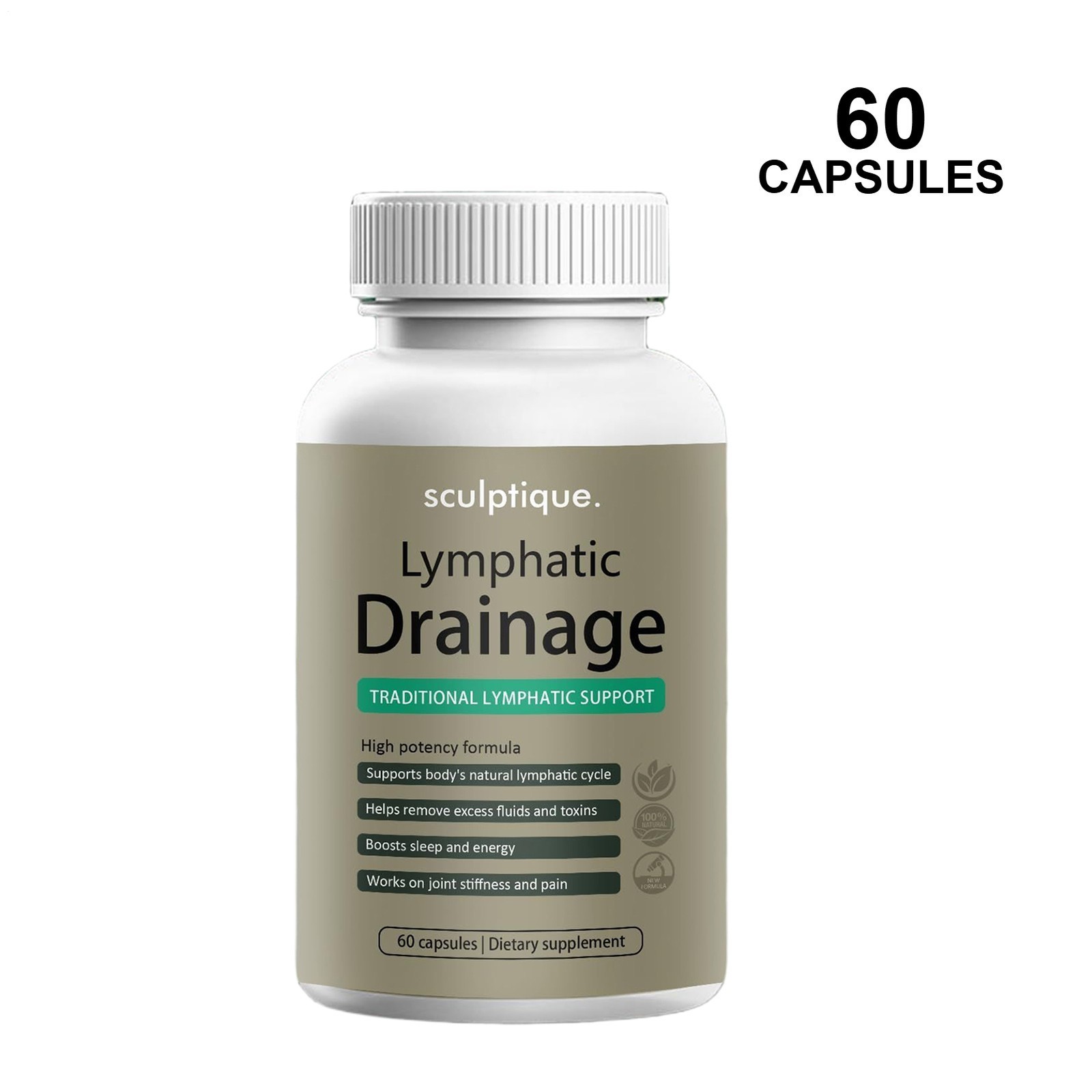 3PACK Sculptique Lymphatic Drainage Capsules, Lymphatic Drainage, 60 Capsules US