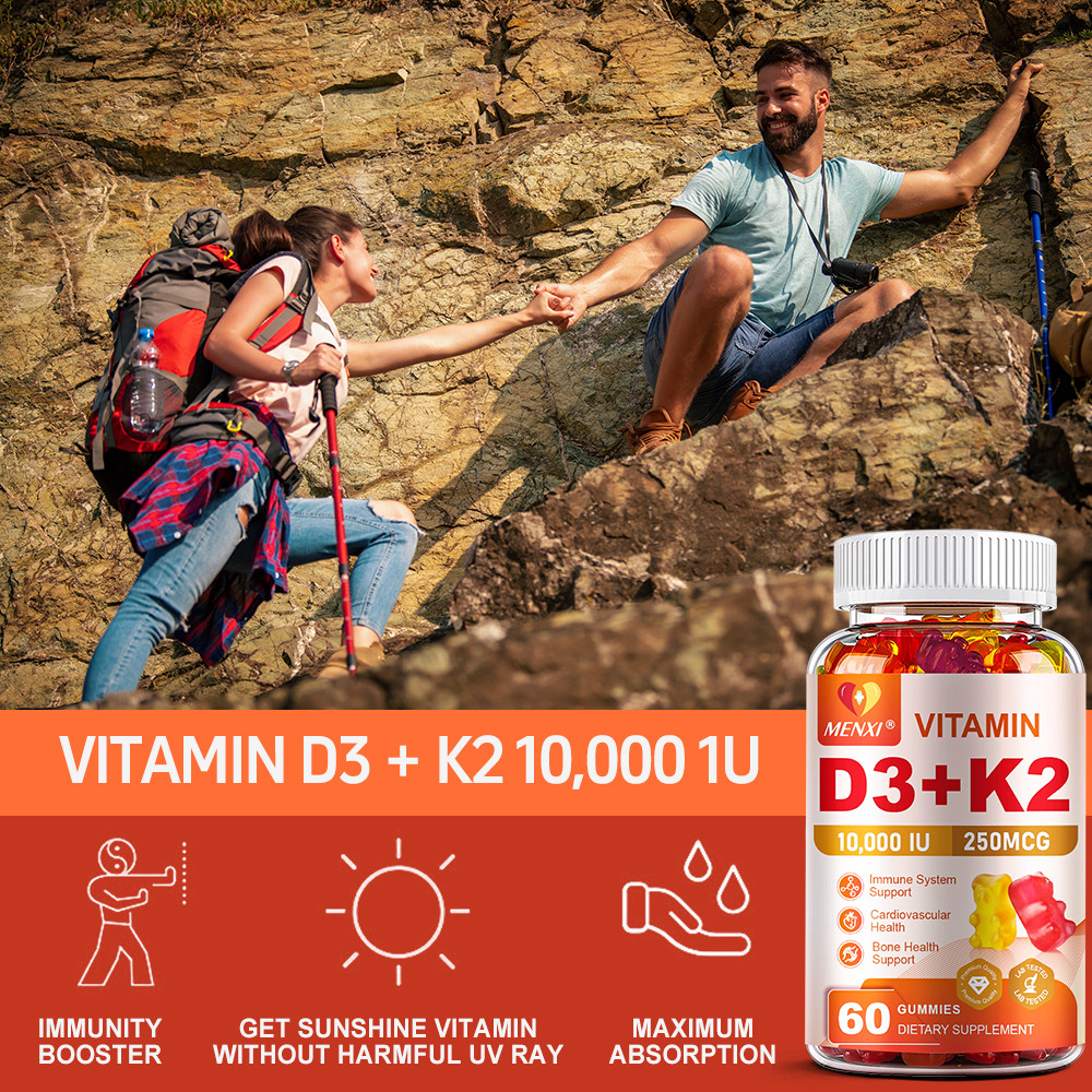 MENXI Vitamin D3 K2 Gummies – 60 Count – Supports Healthy Bone Heart
