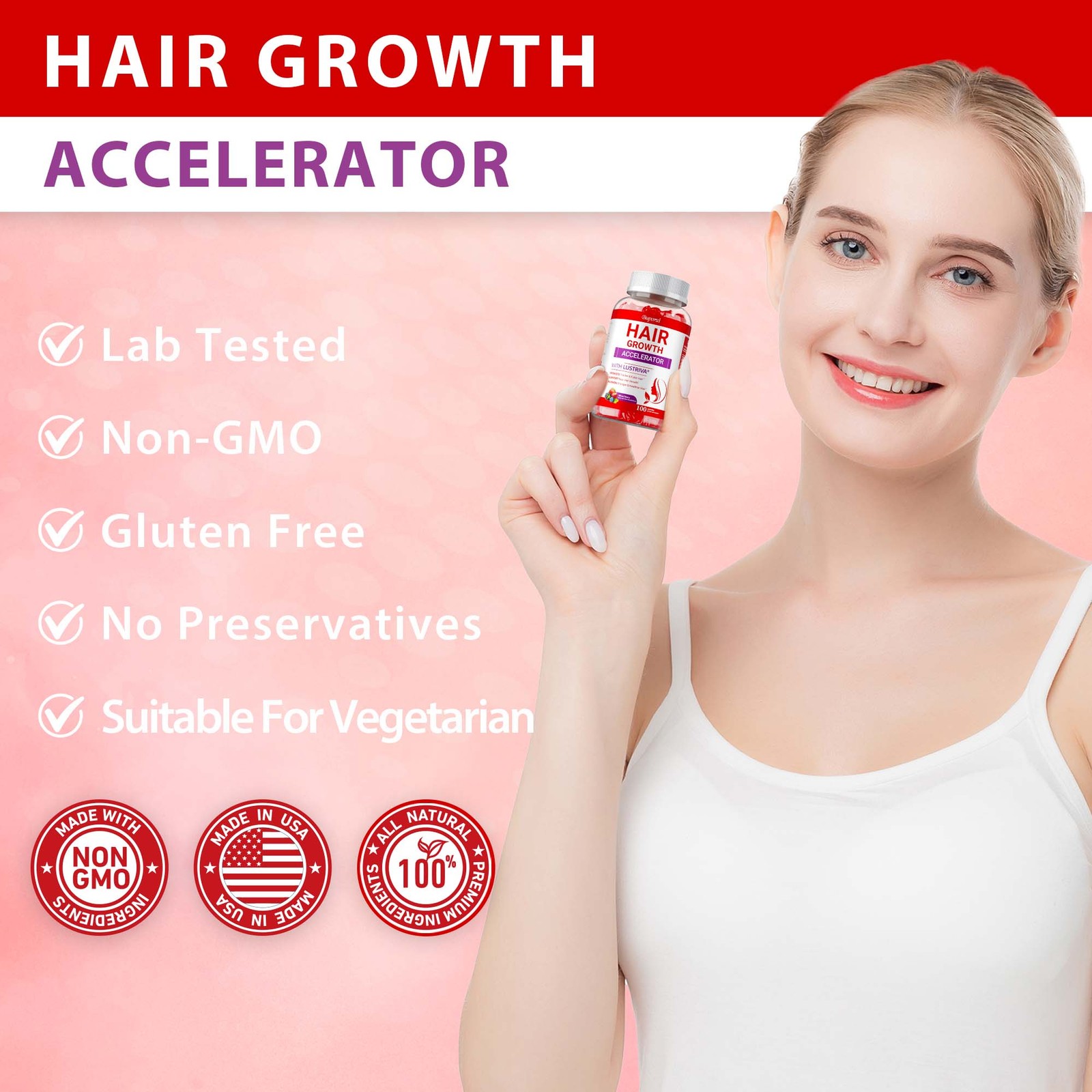 Hair Growth Accelerator – Vitamin, Promotes Thicker, Fuller, Stronger Hair
